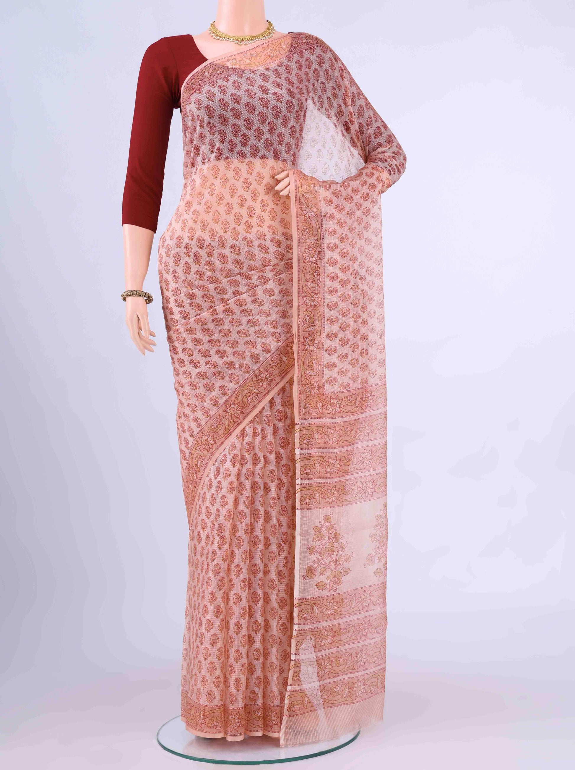 Peach Kota Silk Saree