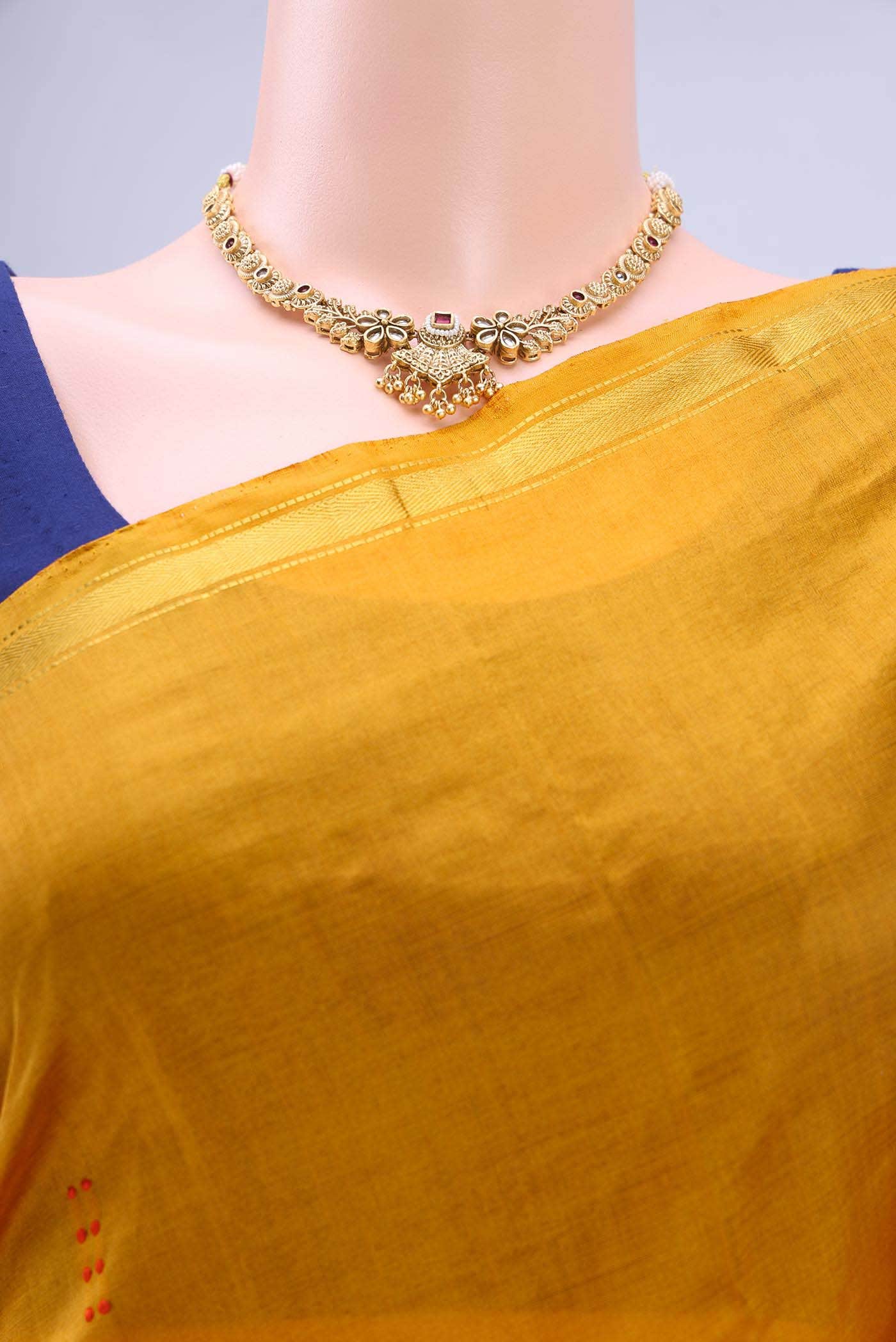 Mustard Kanchipuram Silk Saree