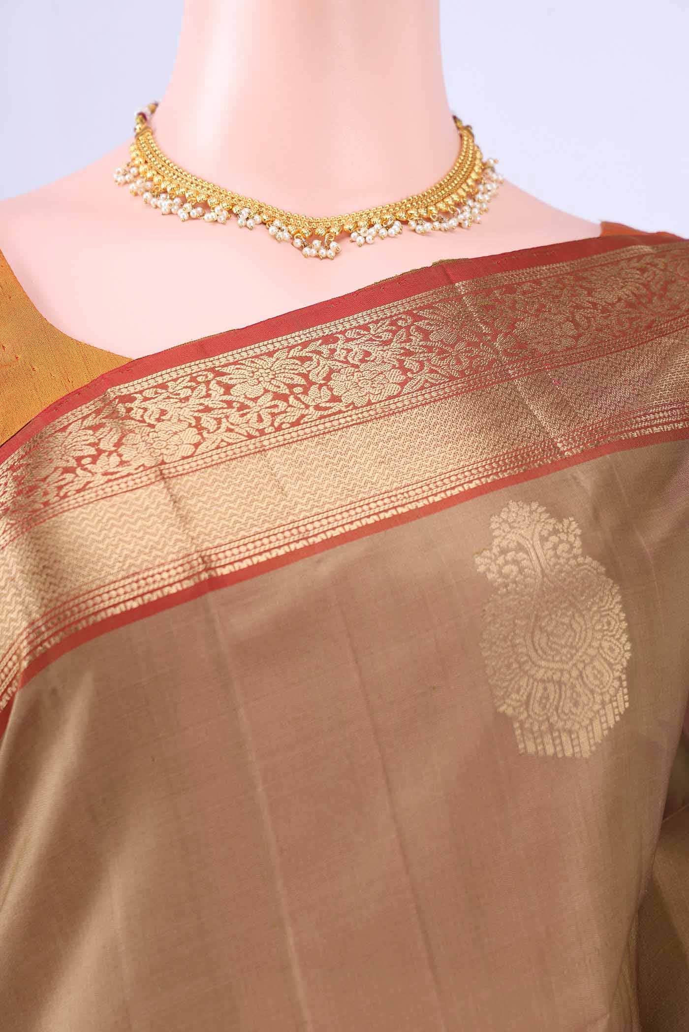 Dark Beige Soft Silk Saree