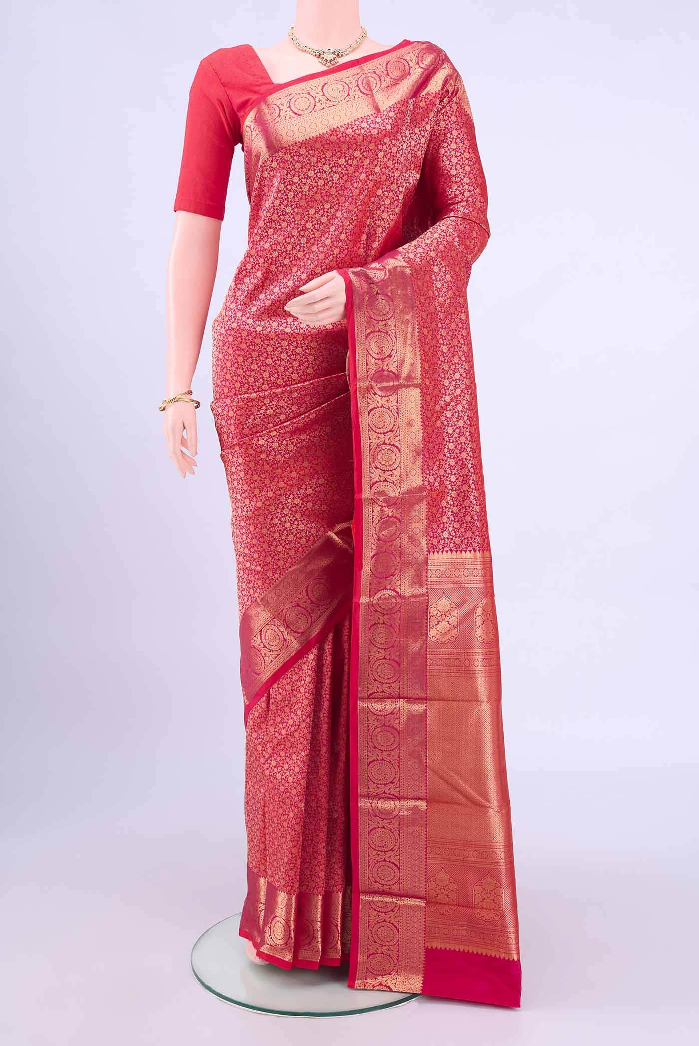 Brick Orange Bangalore Silk Saree