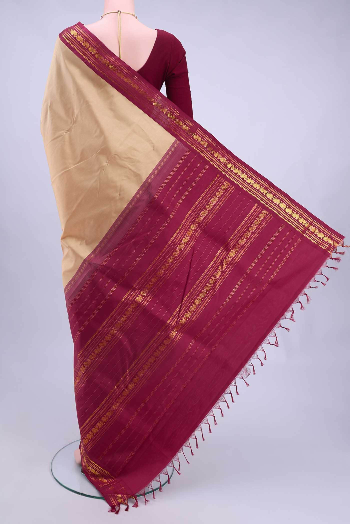 Beige Kanchipuram Silk Saree