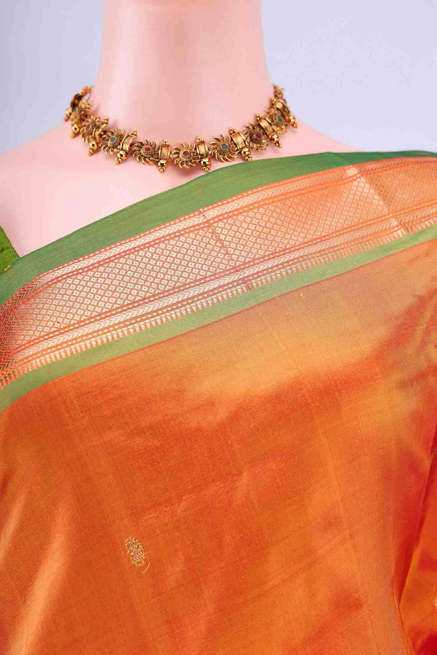 Brick Orange Paithani Silk Saree