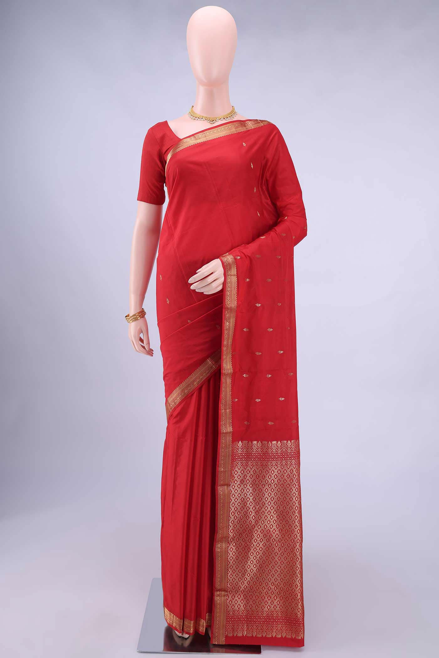 Deep Red Bangalore Silk Saree