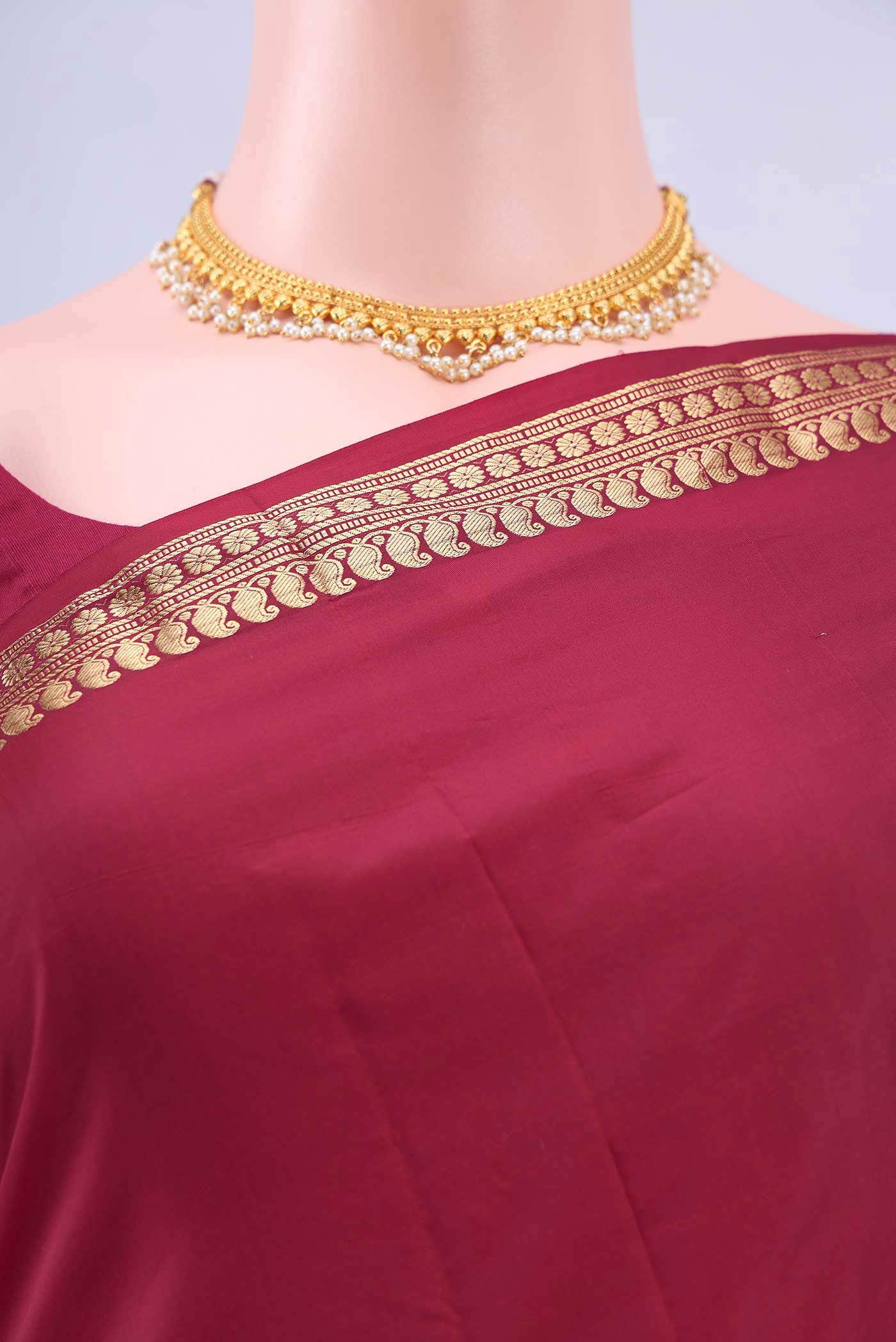 Red Blended Bangalore Silk Saree