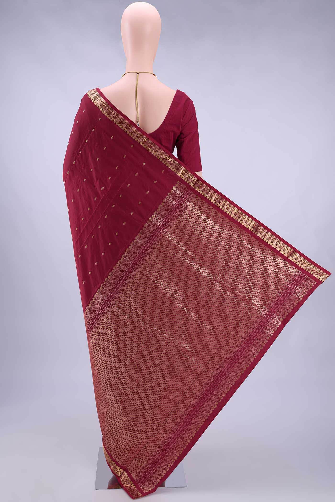 Red Blended Bangalore Silk Saree