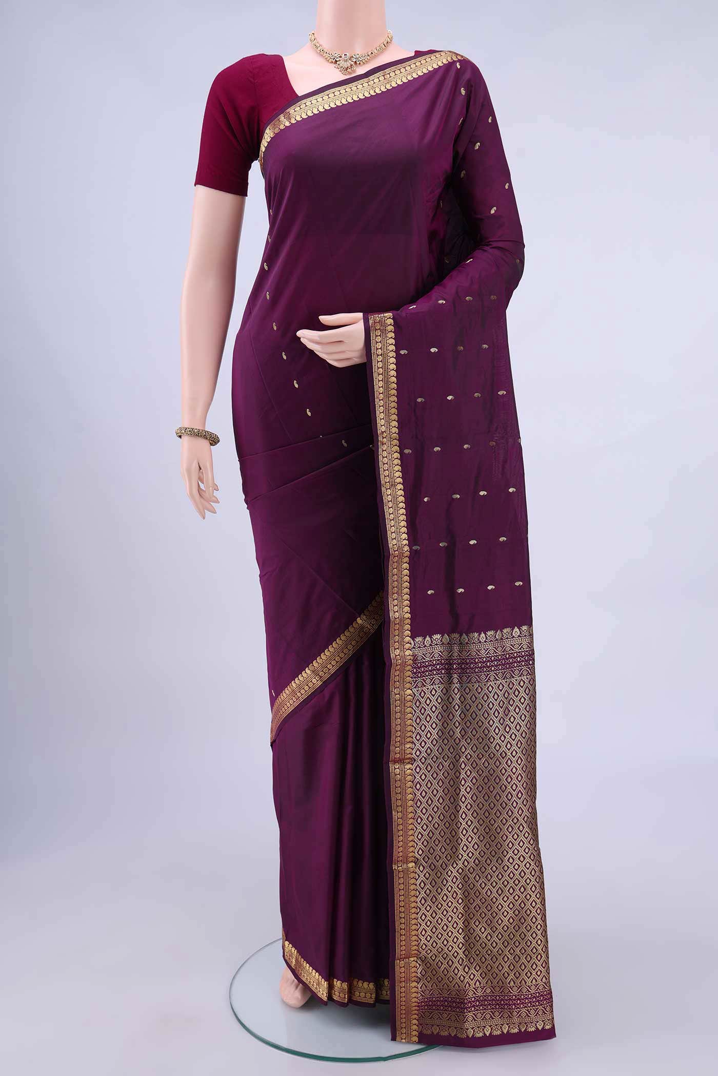 Burgundy Bangalore Silk Saree