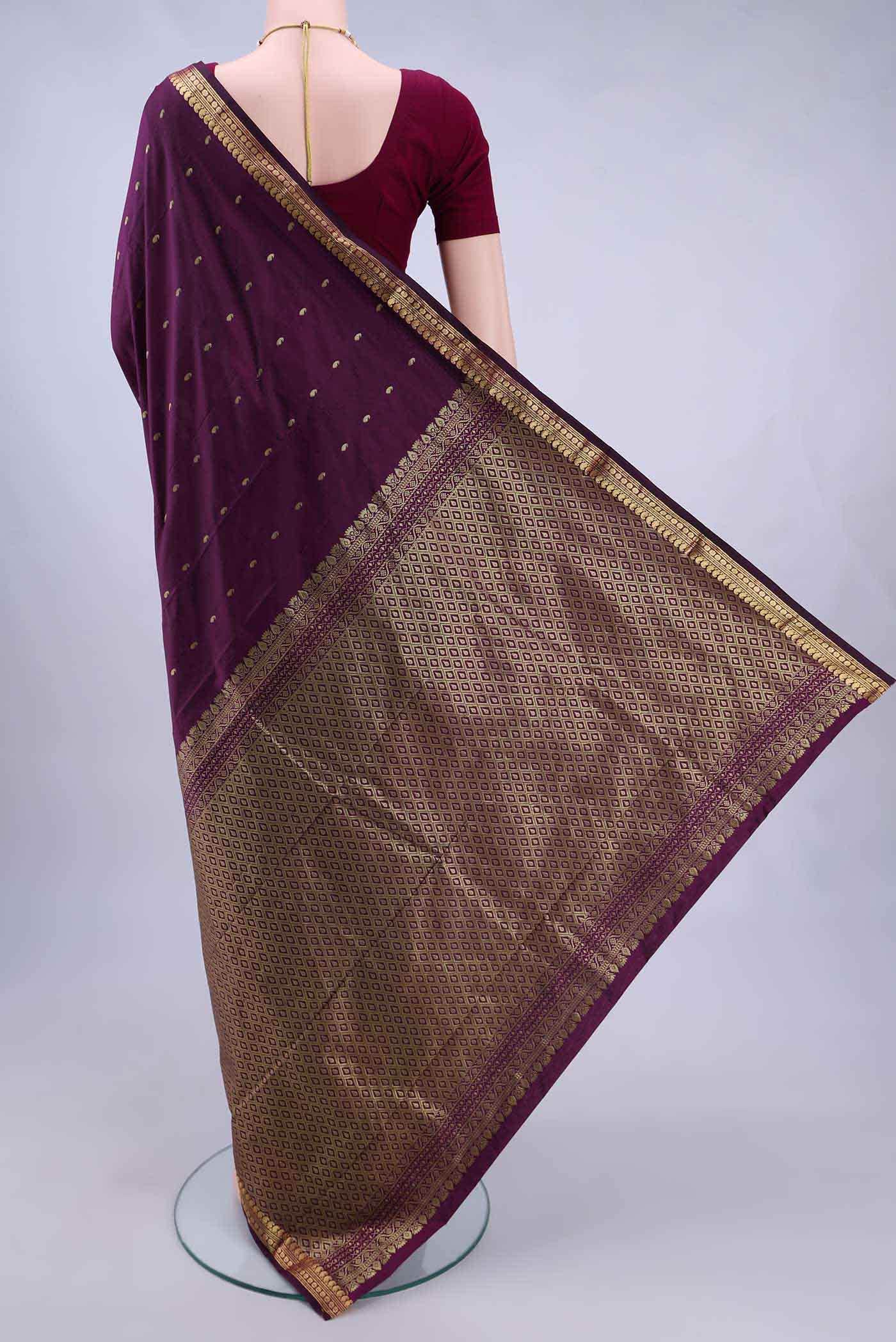 Burgundy Bangalore Silk Saree