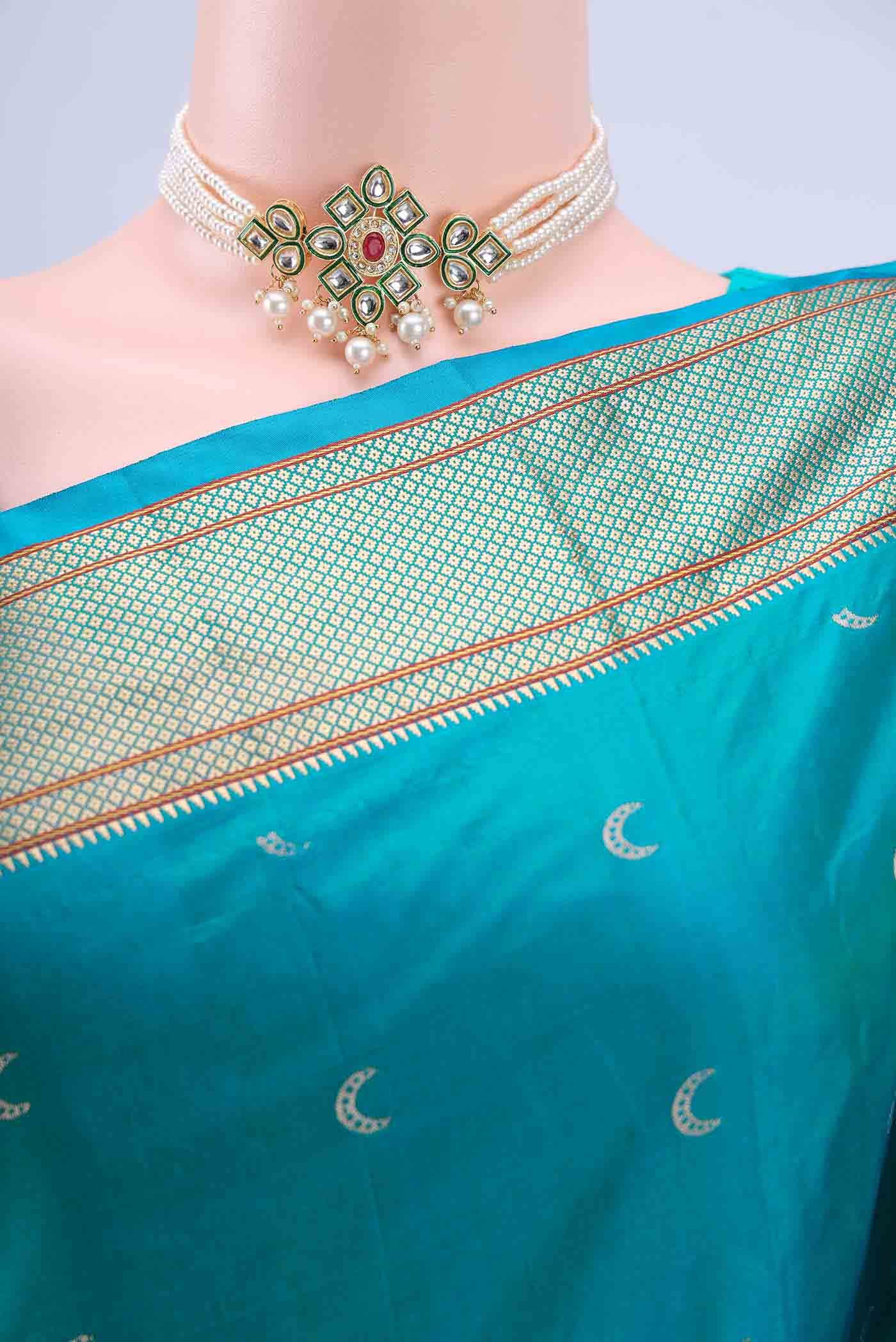 Turquoise Bangalore Silk Saree