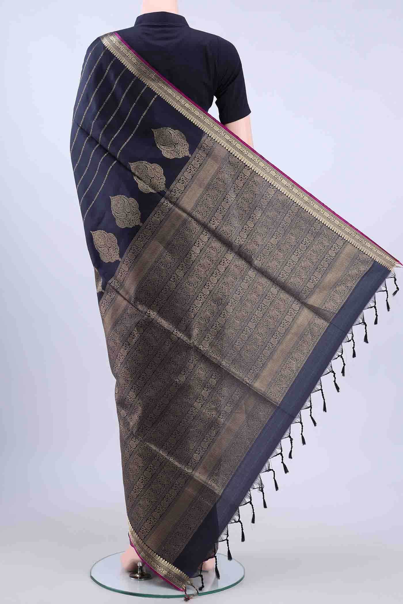 Navy Blue Dual Tone Soft Silk Saree