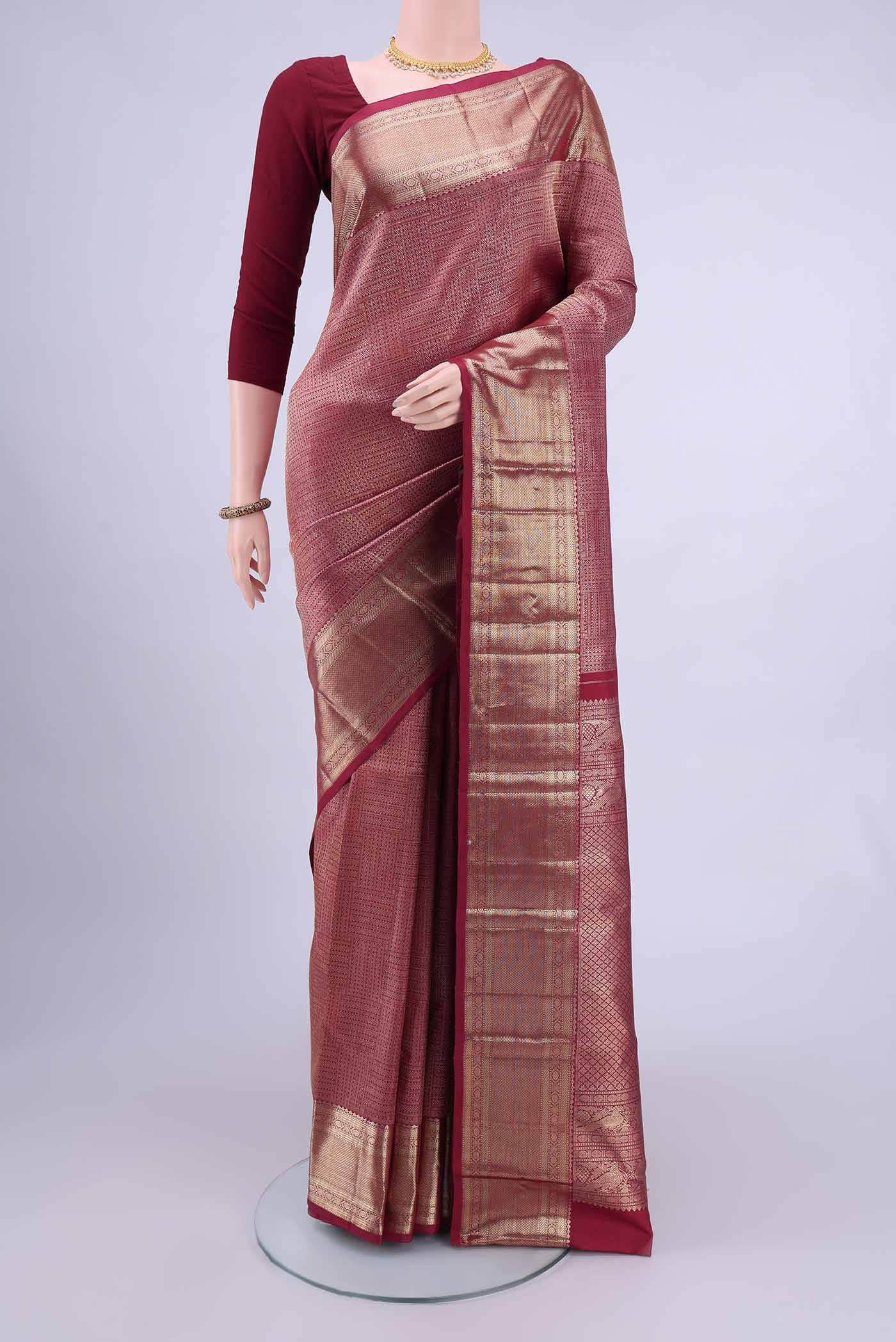 Pure Silk Pure Zari Maroon Kanchipuram Saree