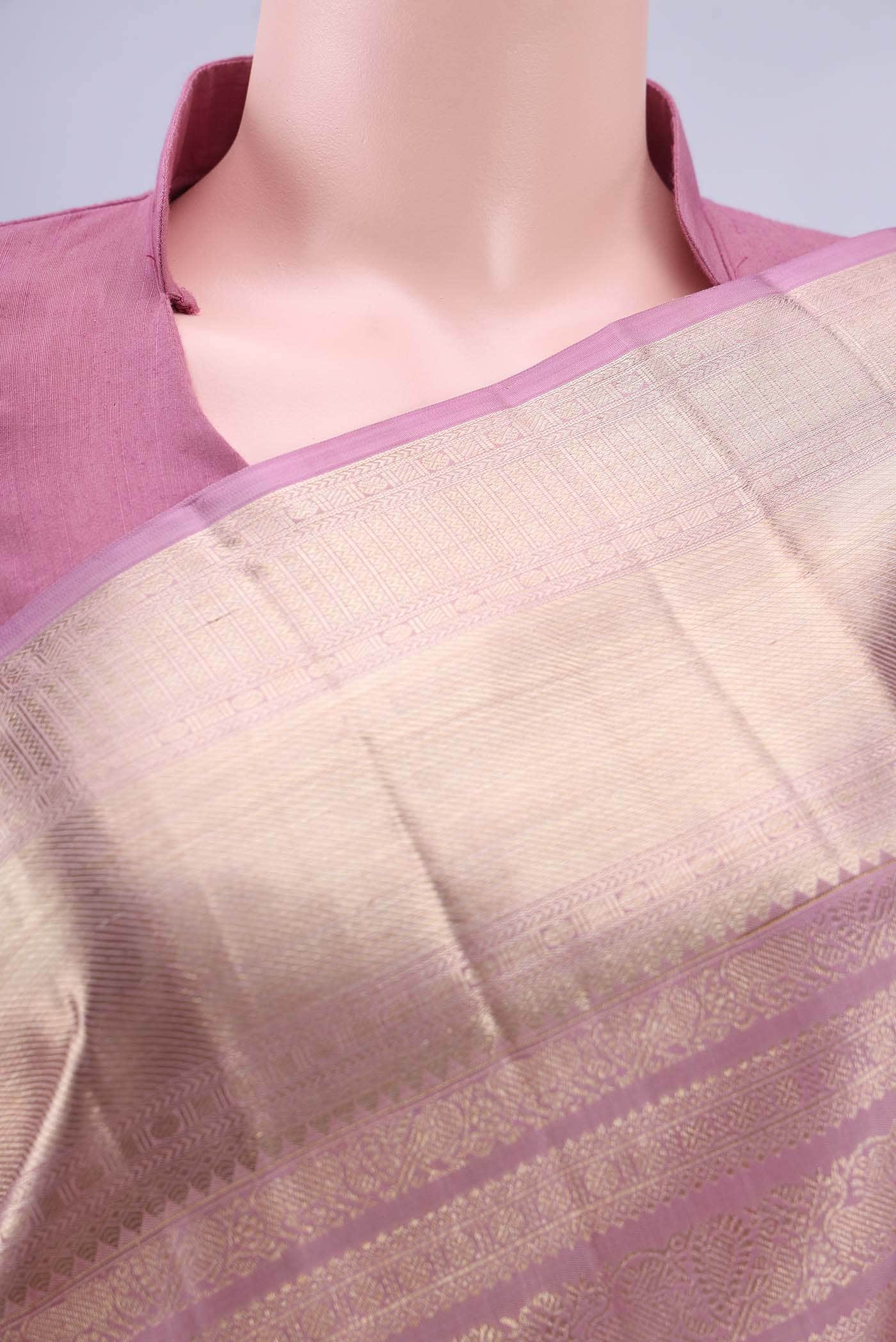 Rose pink Kanchipuram Silk Saree