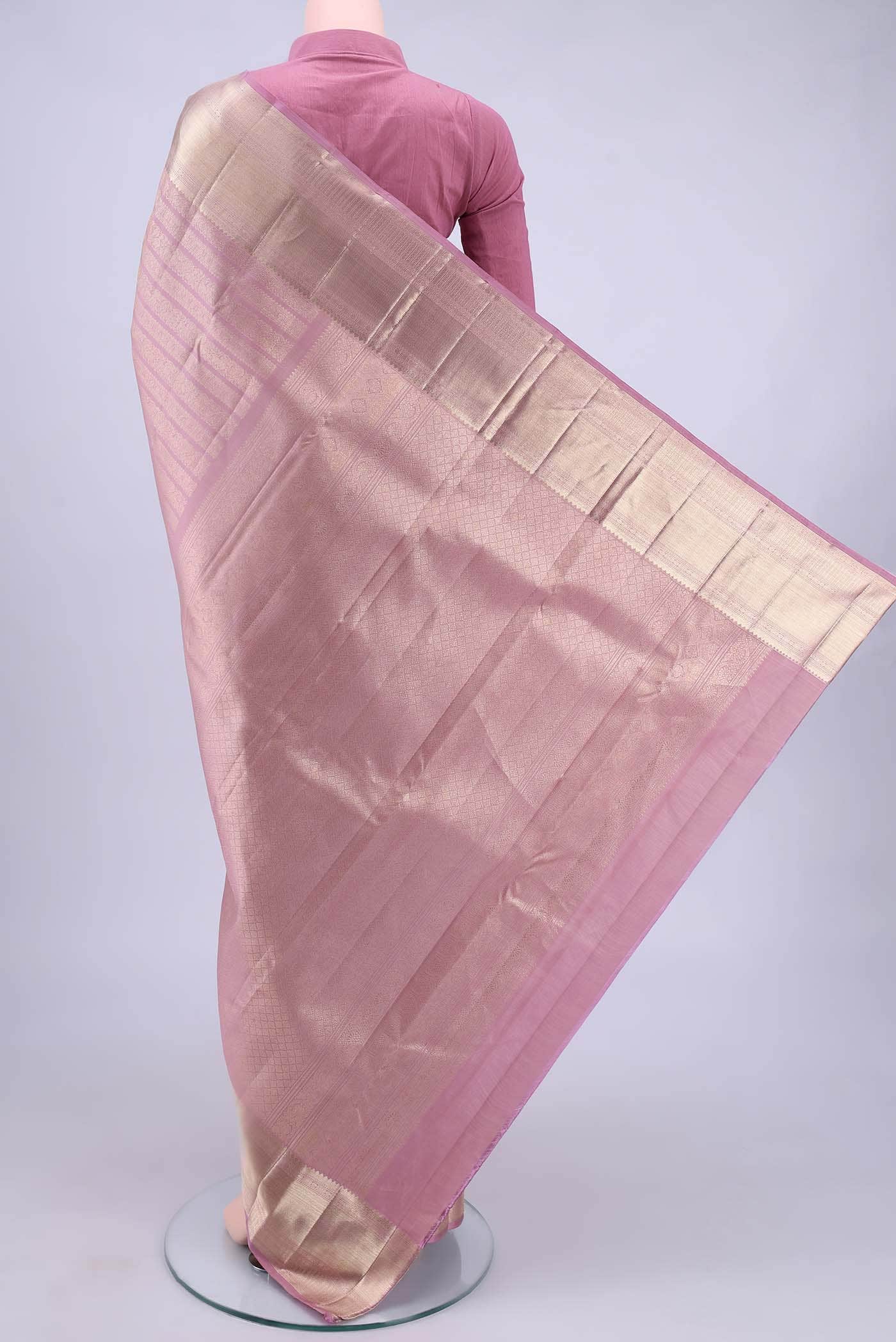 Rose pink Kanchipuram Silk Saree