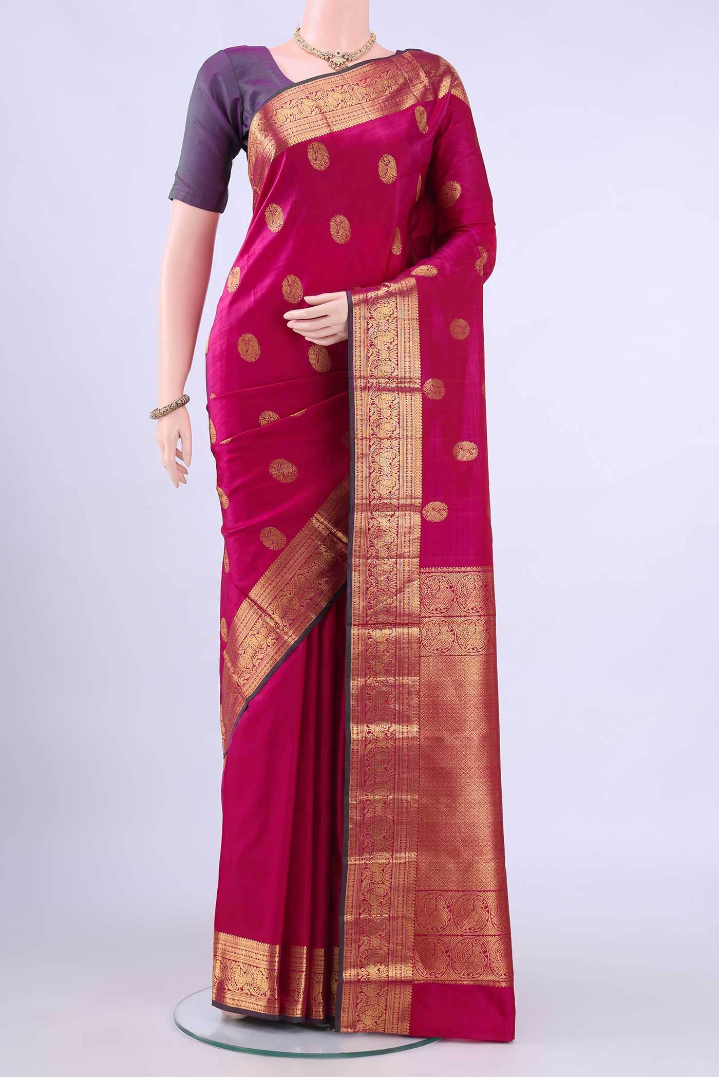 Dark Pink Kanchipuram Silk Saree