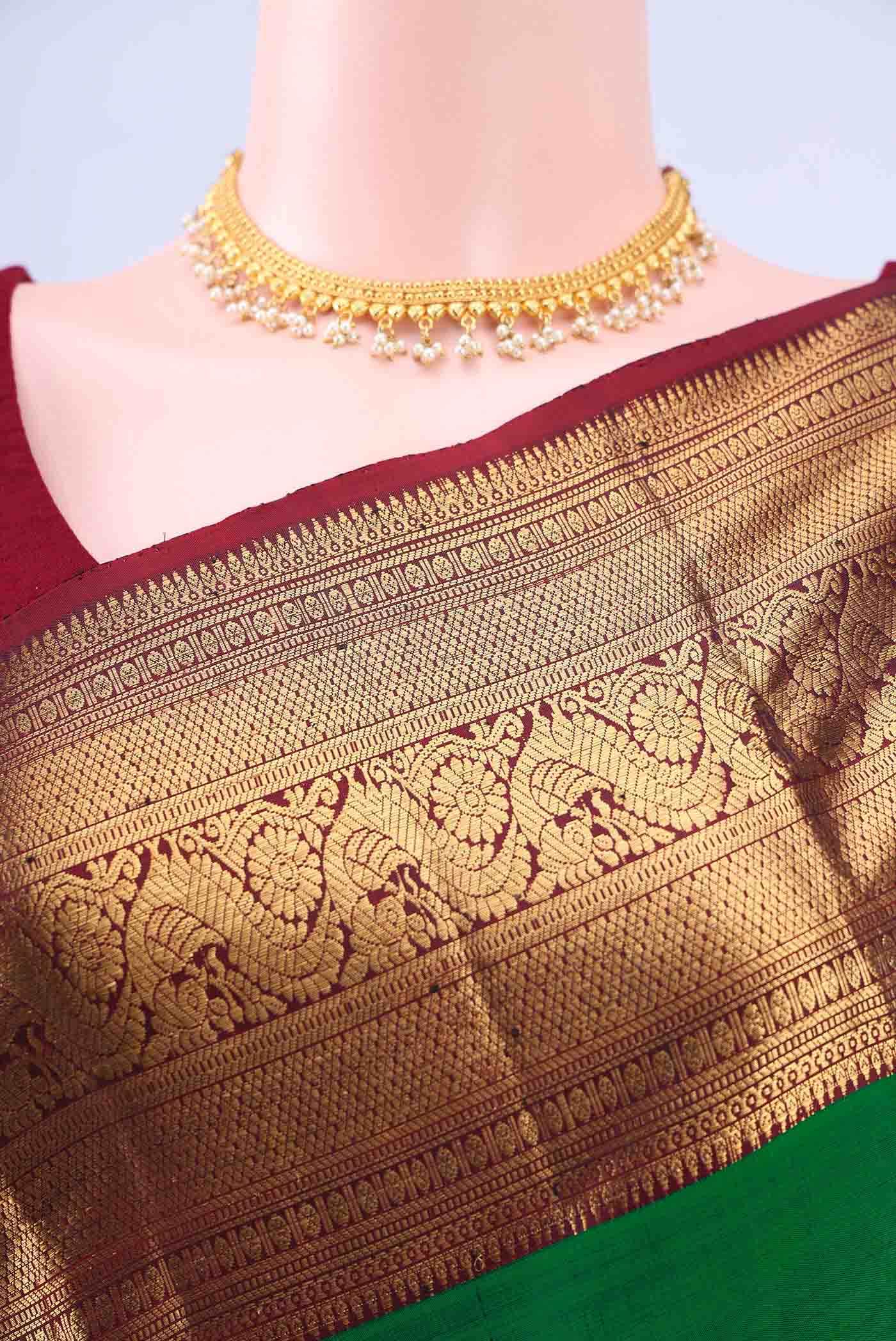 Bottle Green Kanchipuram Saree