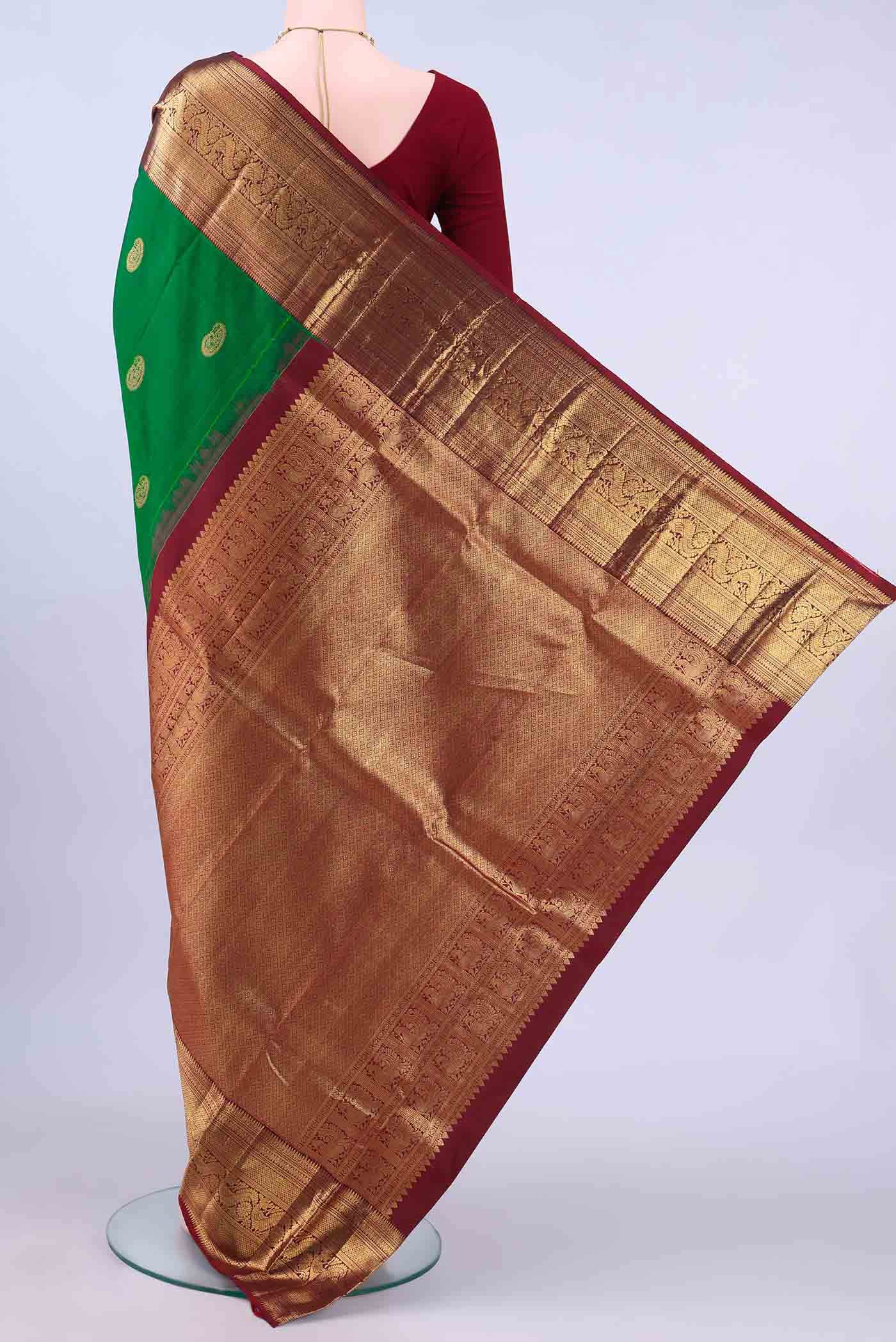 Bottle Green Kanchipuram Saree