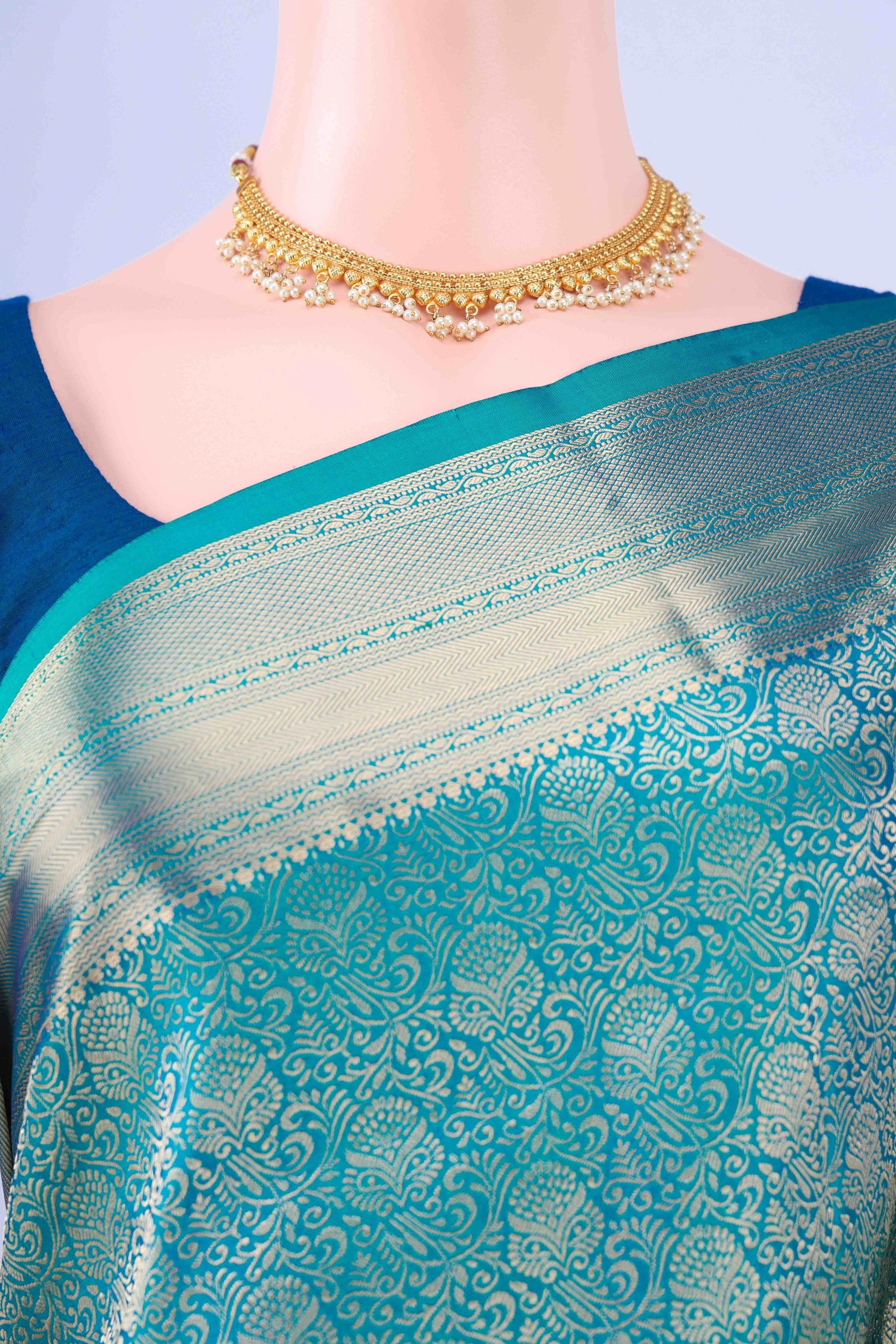 Peacock Blue Soft Silk Saree