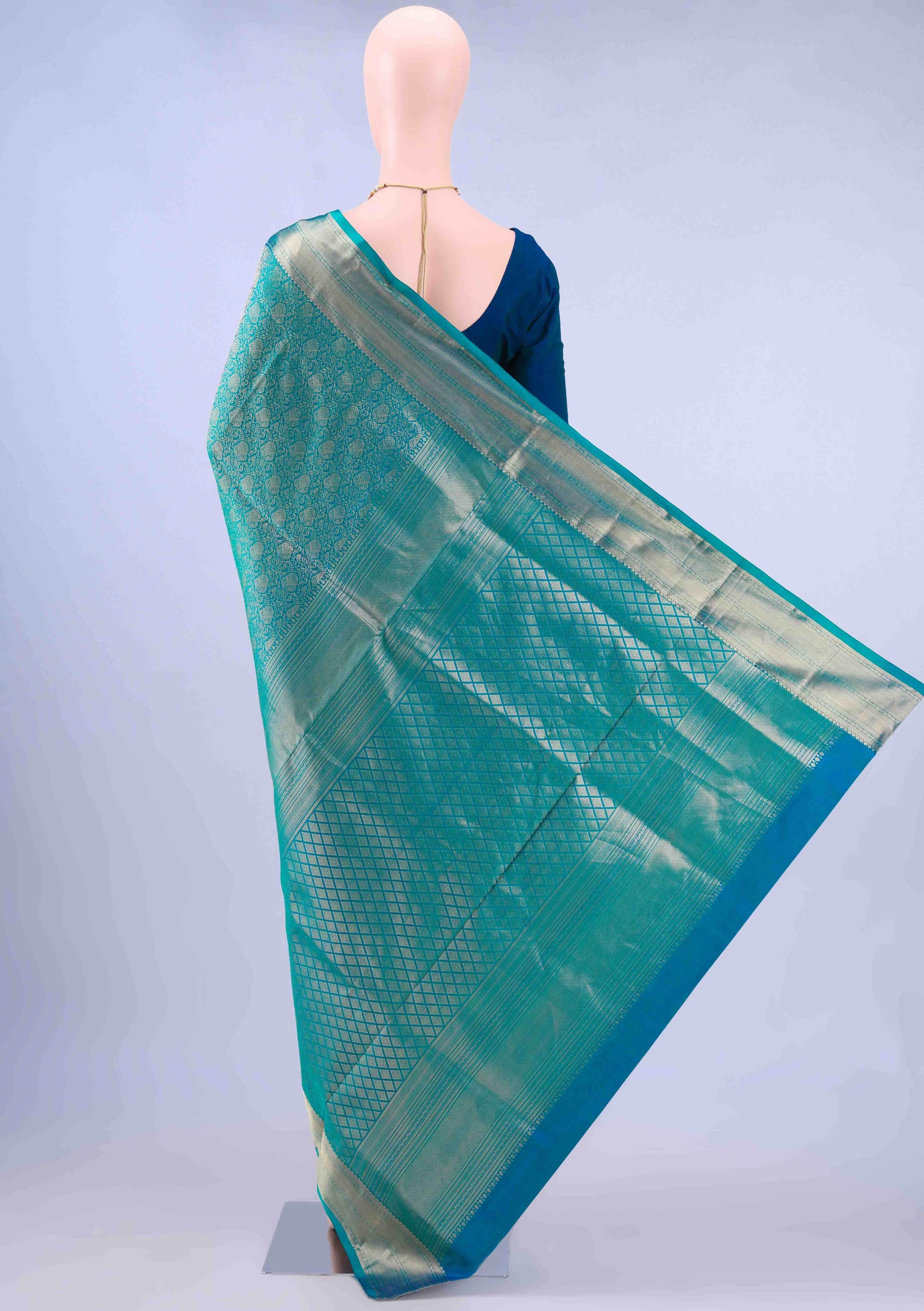 Peacock Blue Soft Silk Saree