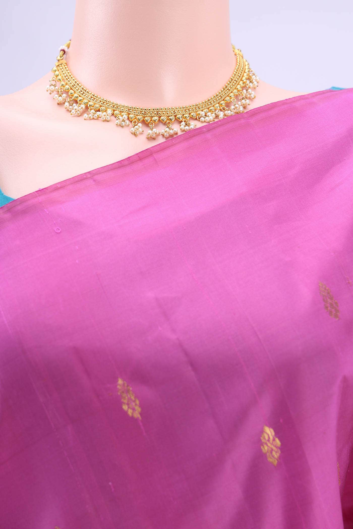 Rose pink Kanchipuram Silk Saree