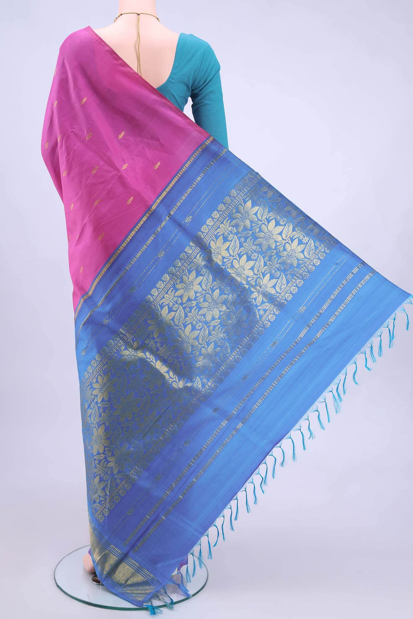 Rose pink Kanchipuram Silk Saree