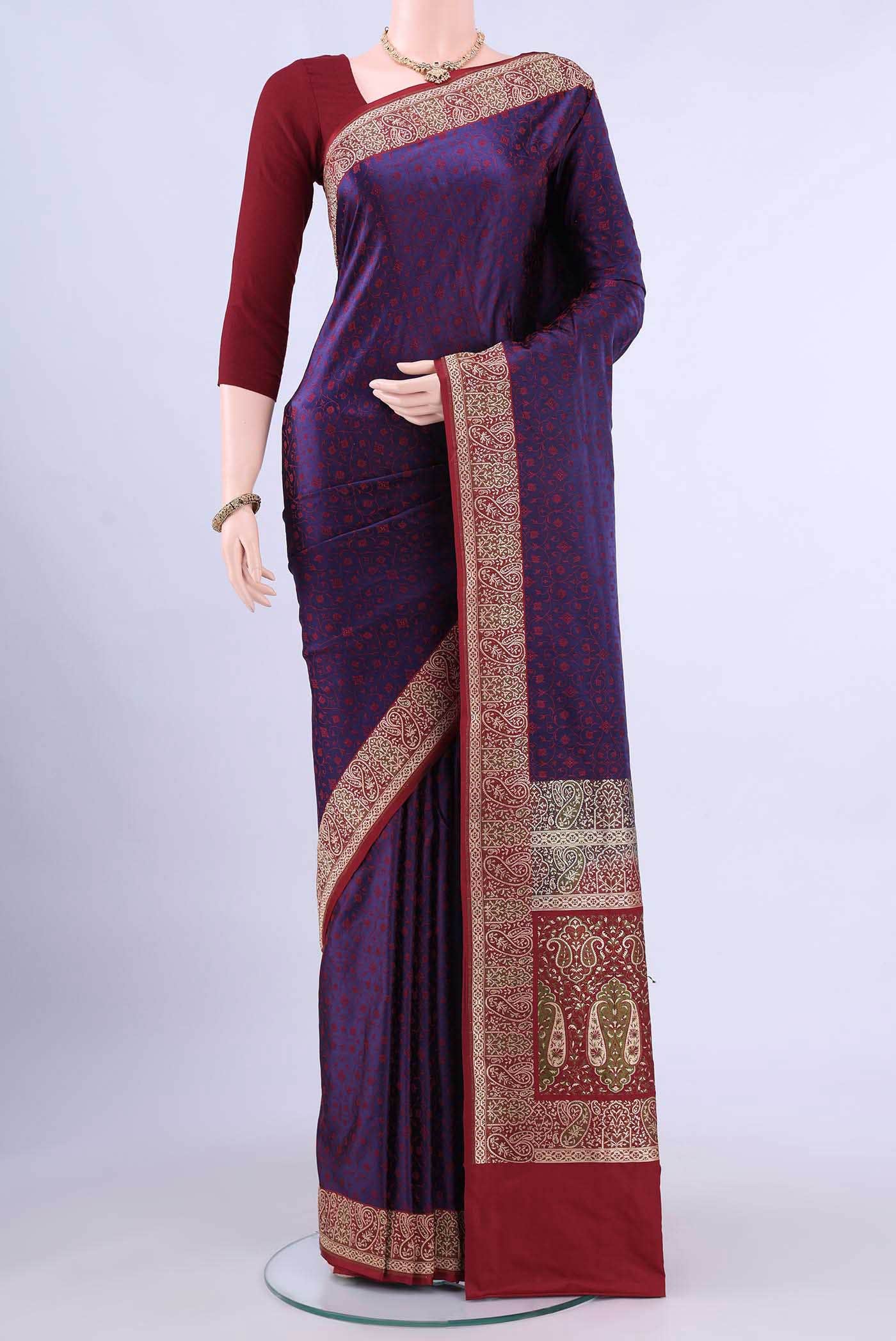 Navy Blue Banarasi Saree