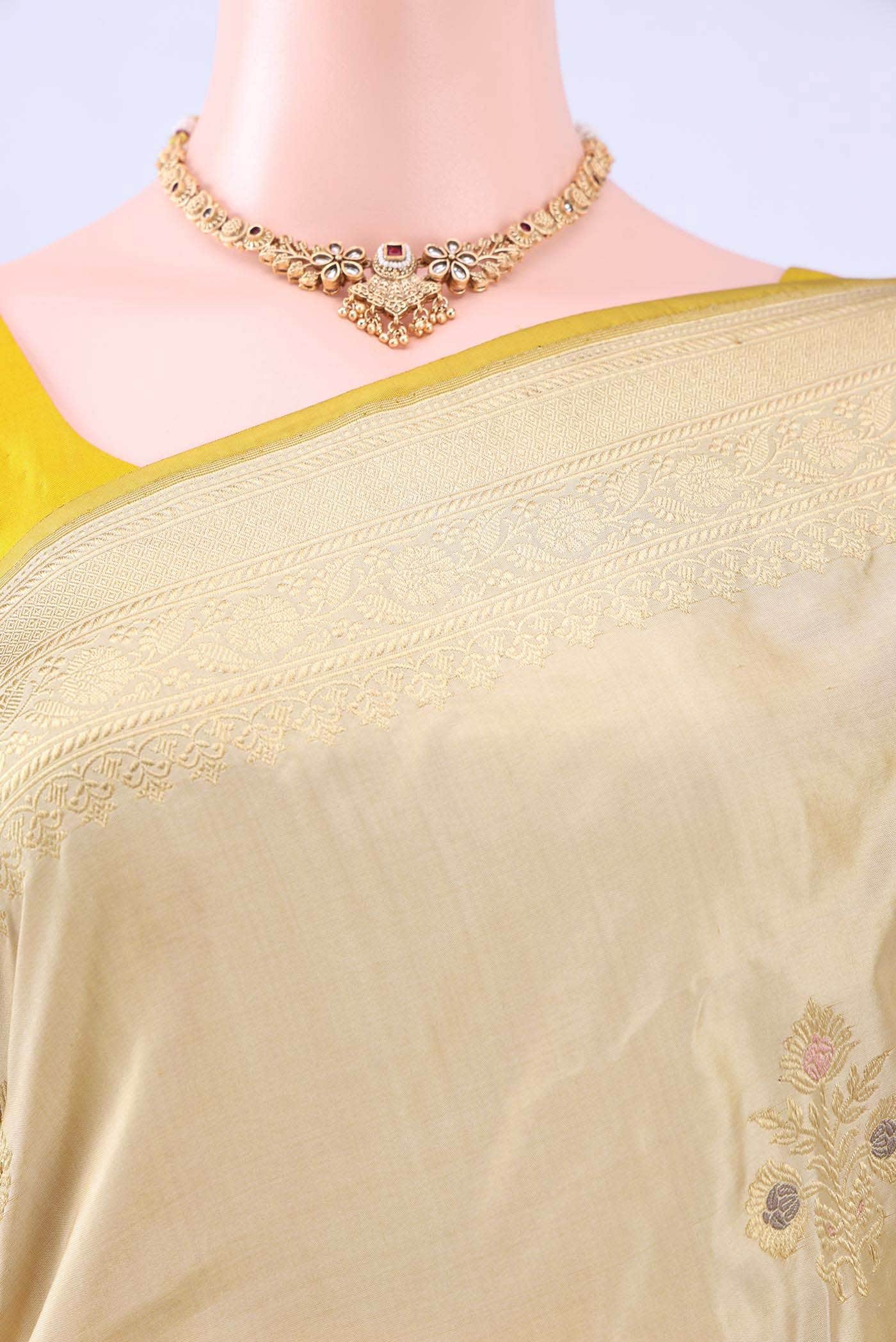 Beige Banarasi Silk Saree