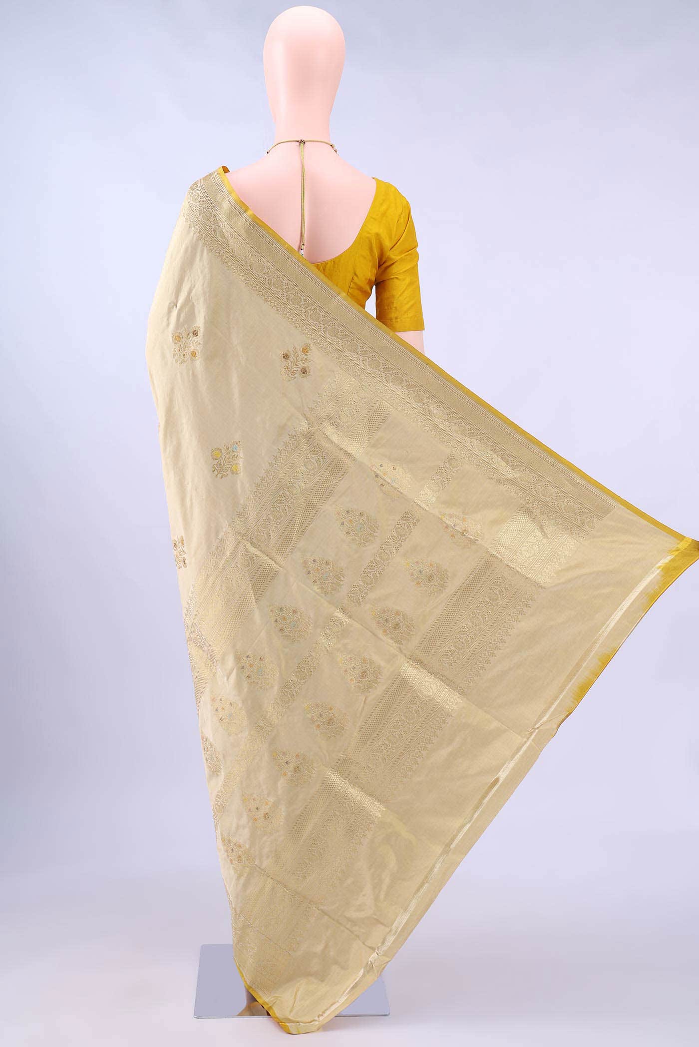 Beige Banarasi Silk Saree