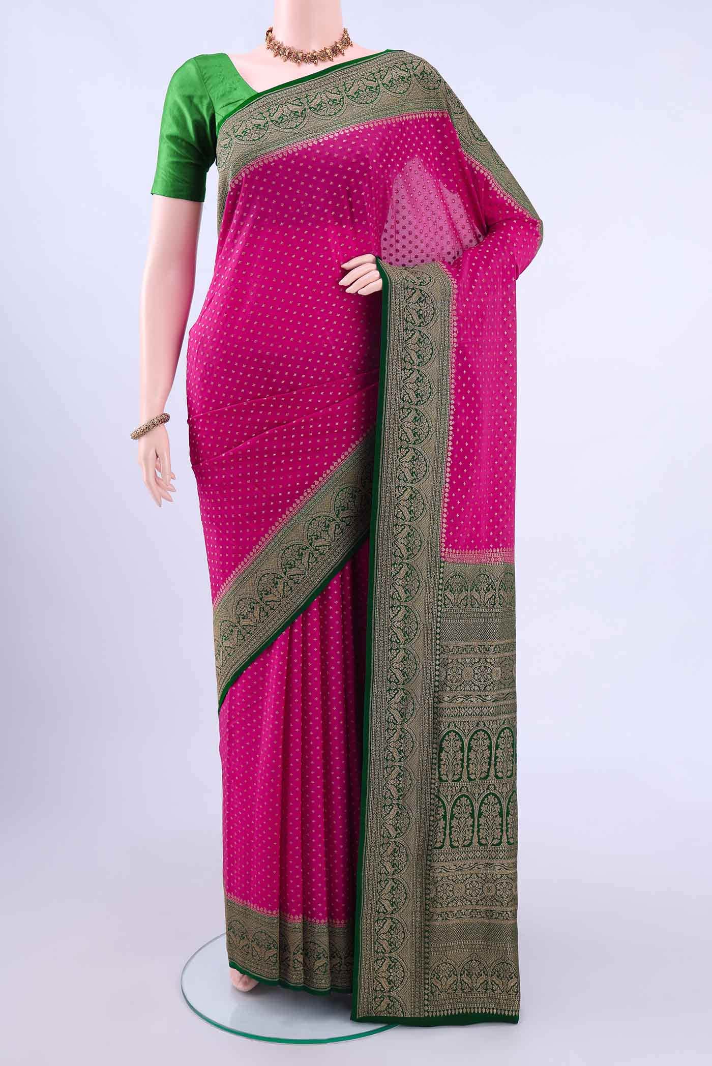 Rani Pink Banarasi Georgette Saree