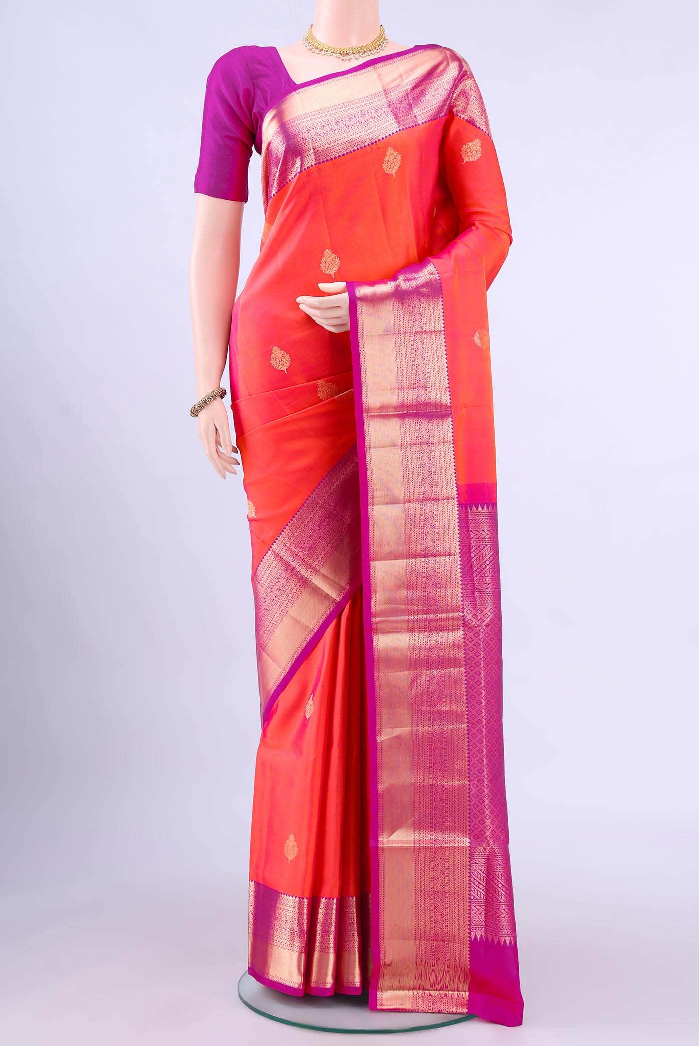 Brick Orange Soft Silk Saree