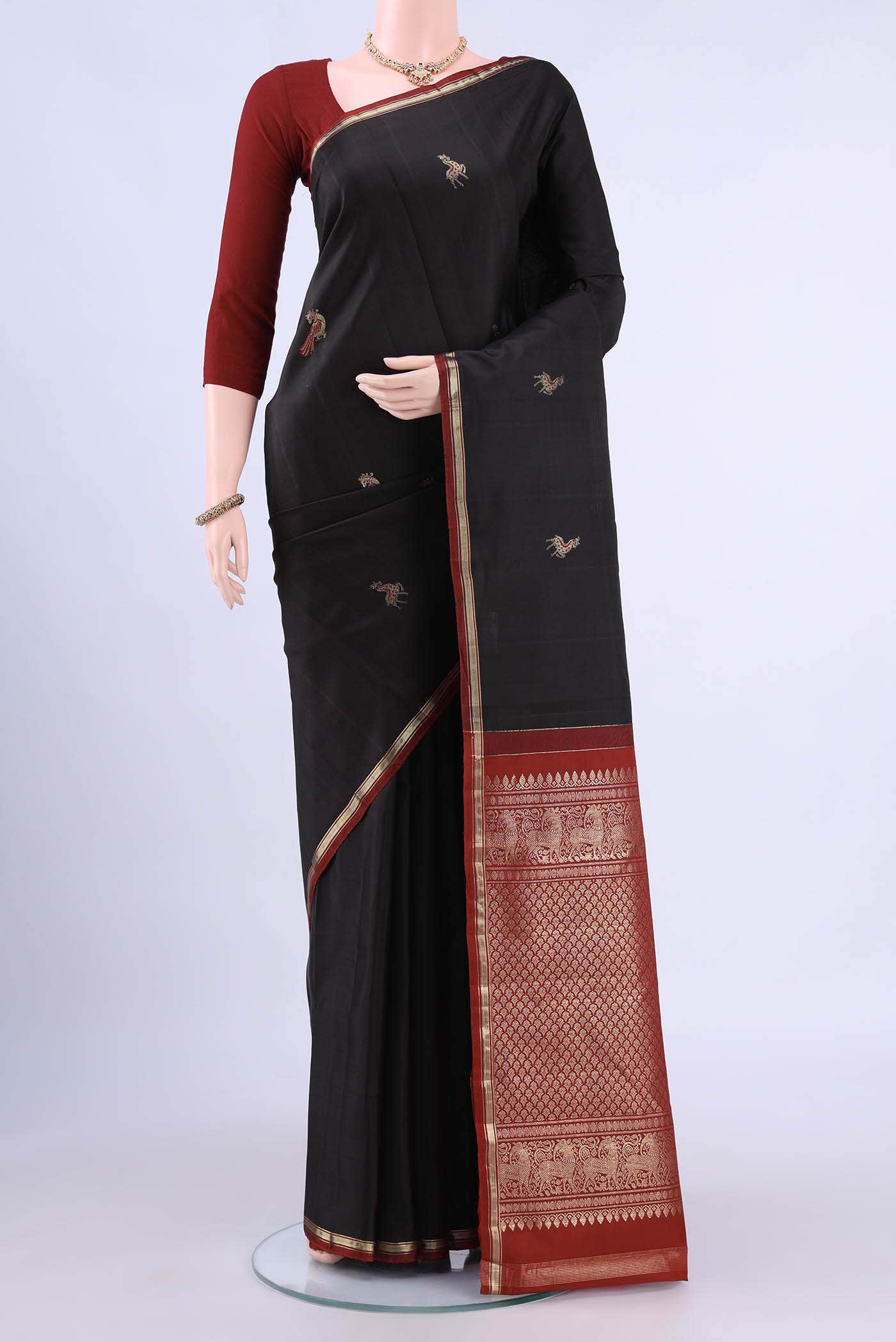 Black Kanchipuram Silk Saree