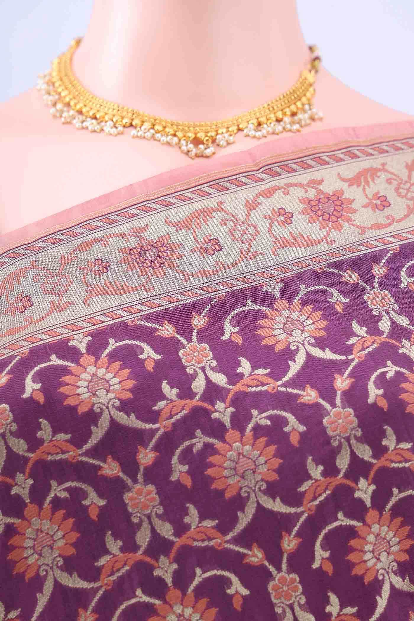 Purple Banarasi Silk Saree