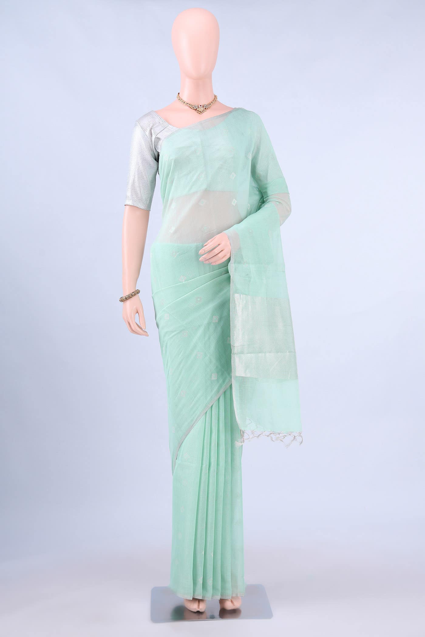 Mint Green MP Tussar Saree
