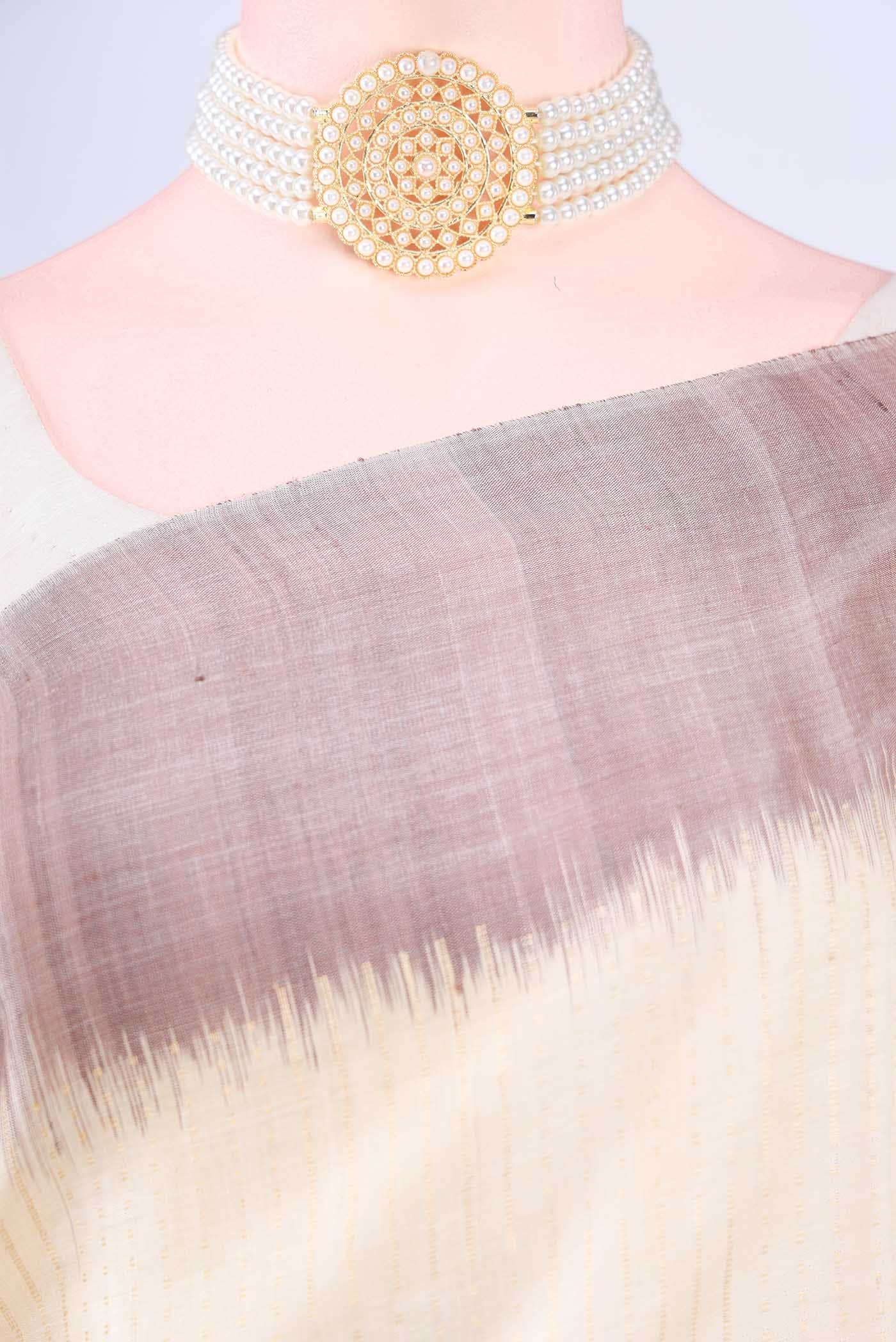 Cream MP Tussar Saree