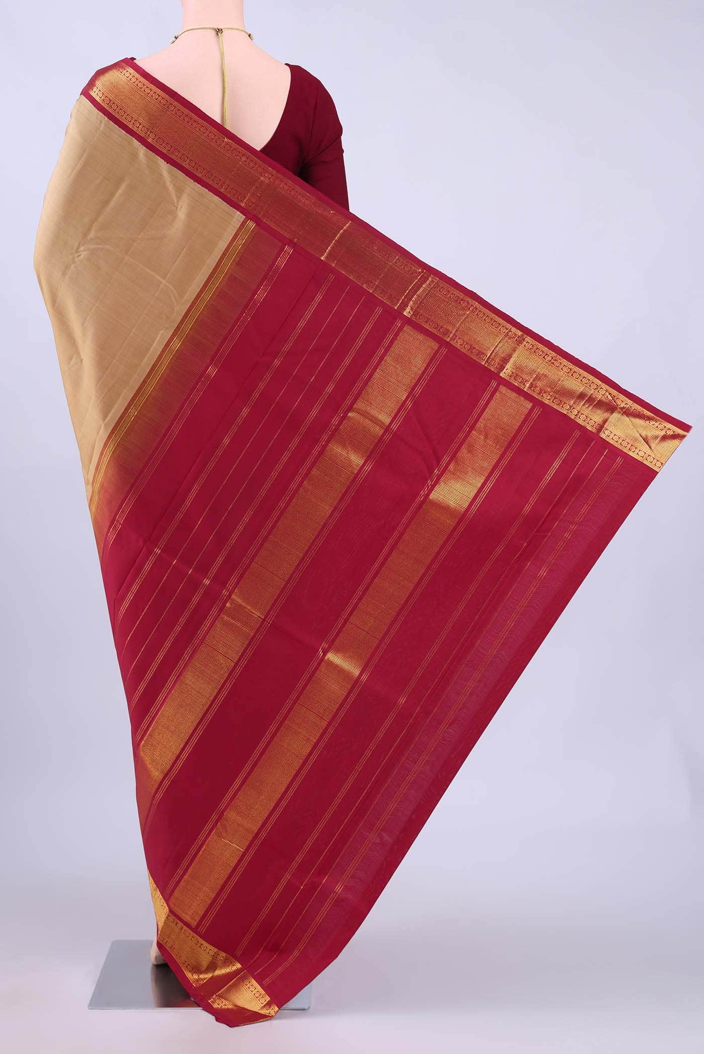 Beige Kanchipuram Silk Saree