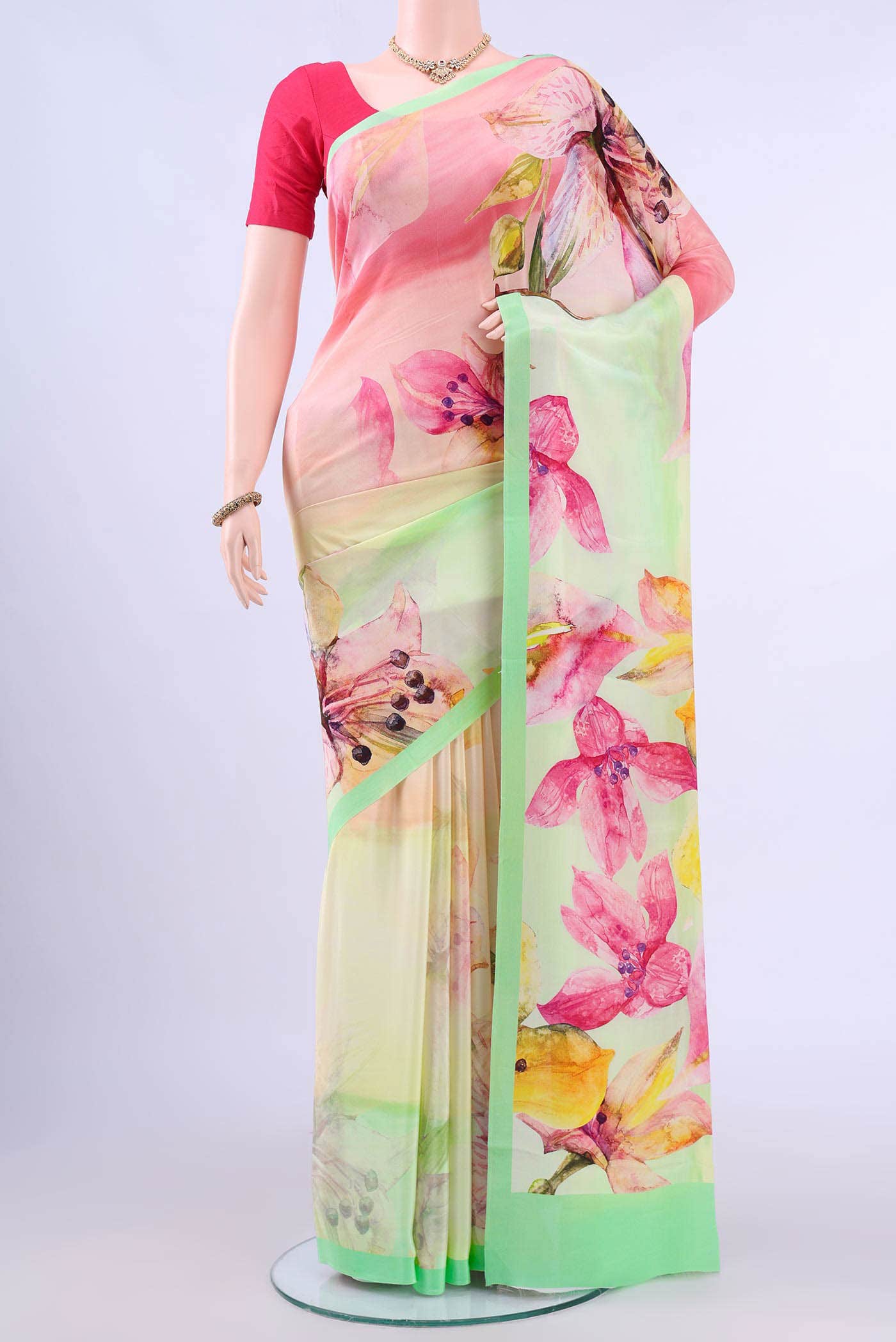Multi Mysore Crepe Saree
