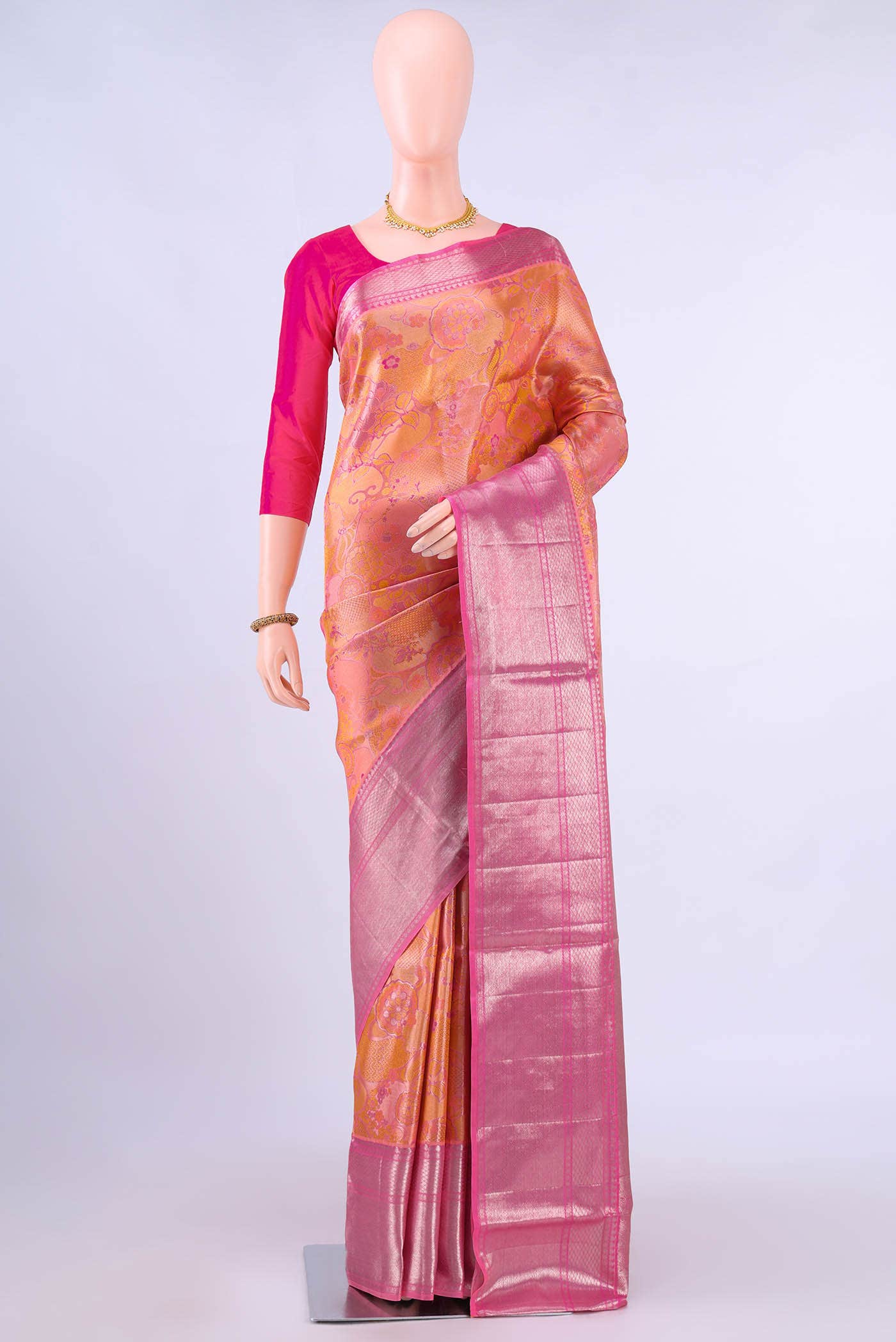 Peach Kanchipuram Silk Saree