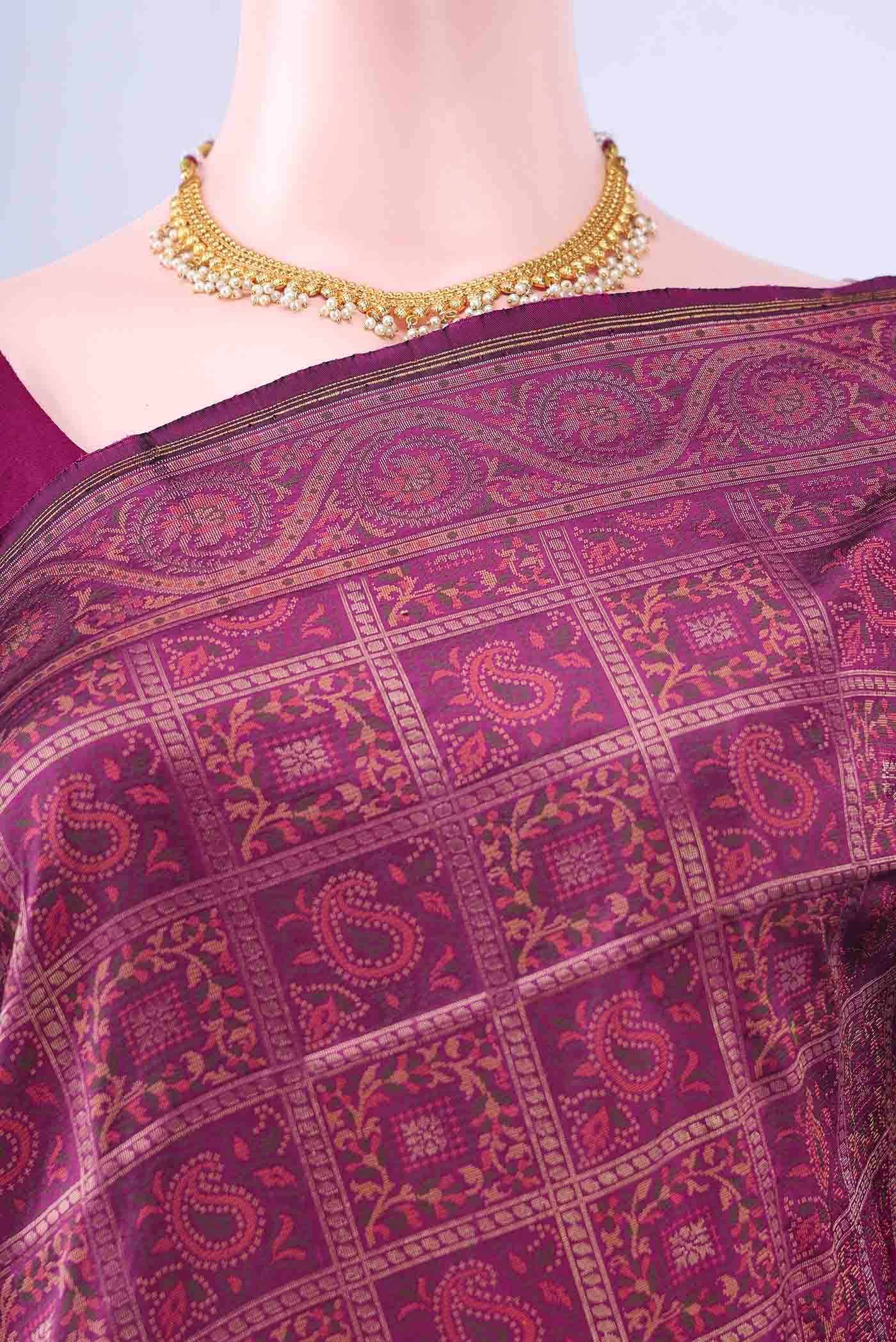 Magenta Banarasi Silk Saree