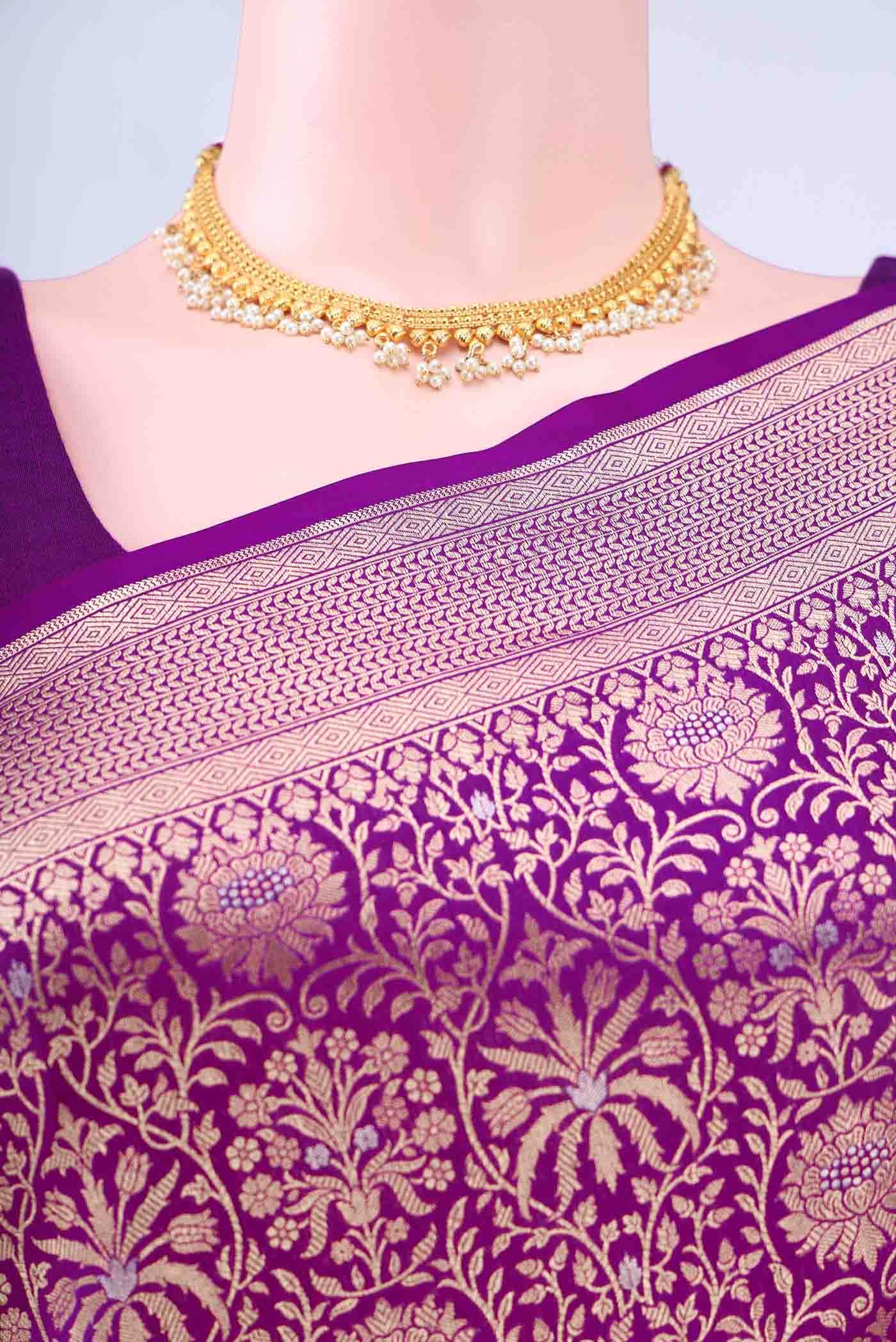 Magenta Banarasi Silk Saree