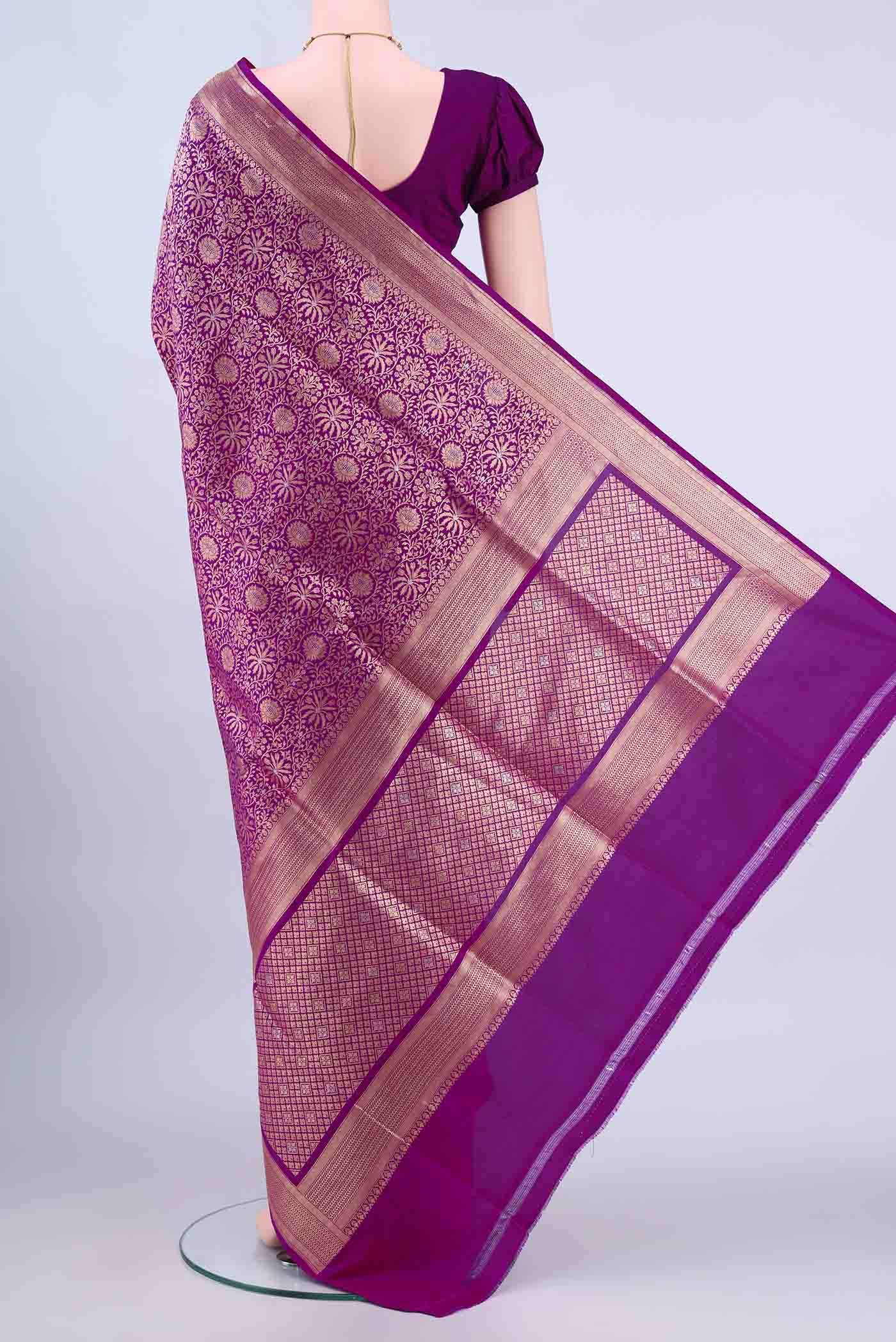 Magenta Banarasi Silk Saree