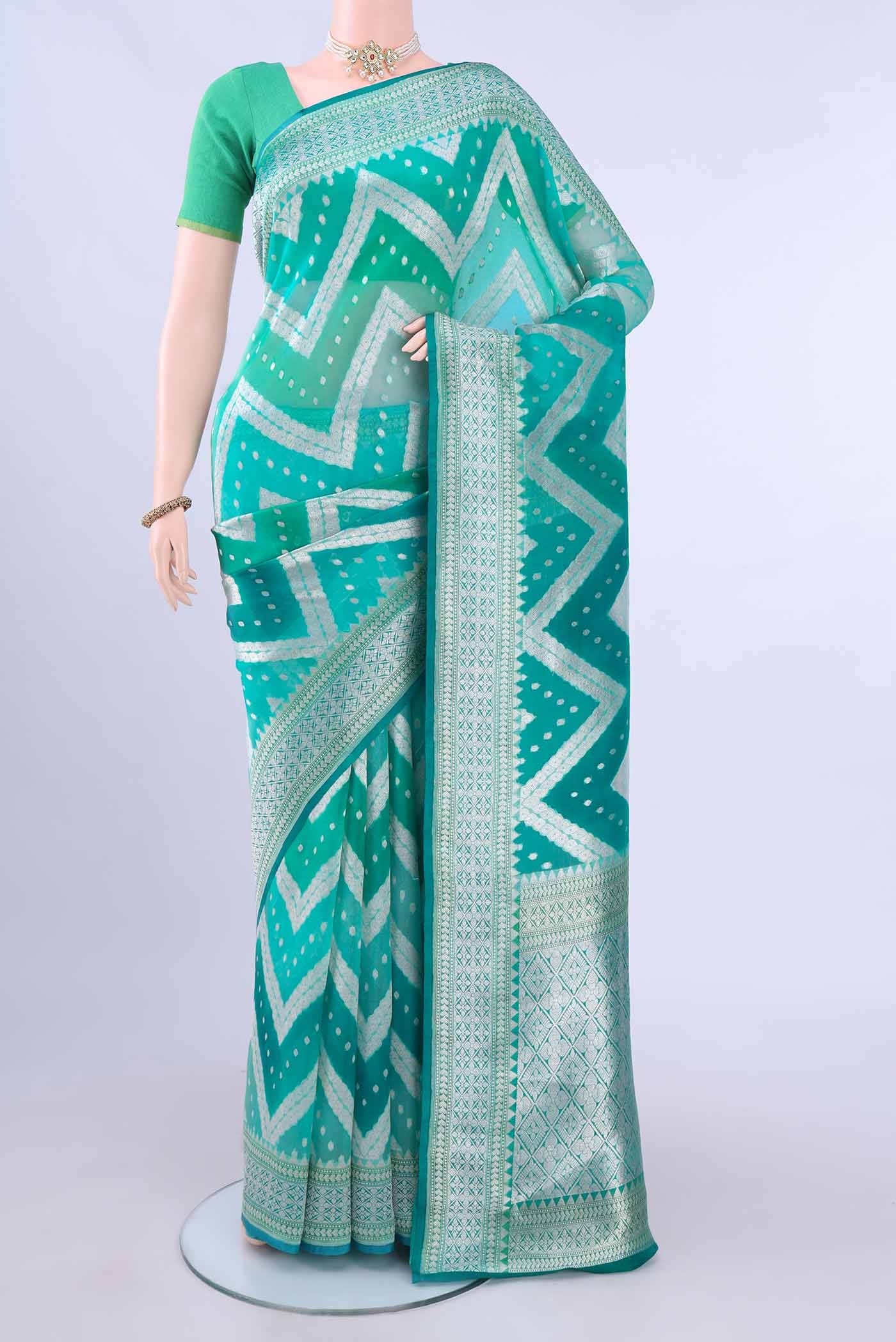 Sky Blue Kora Silk Saree