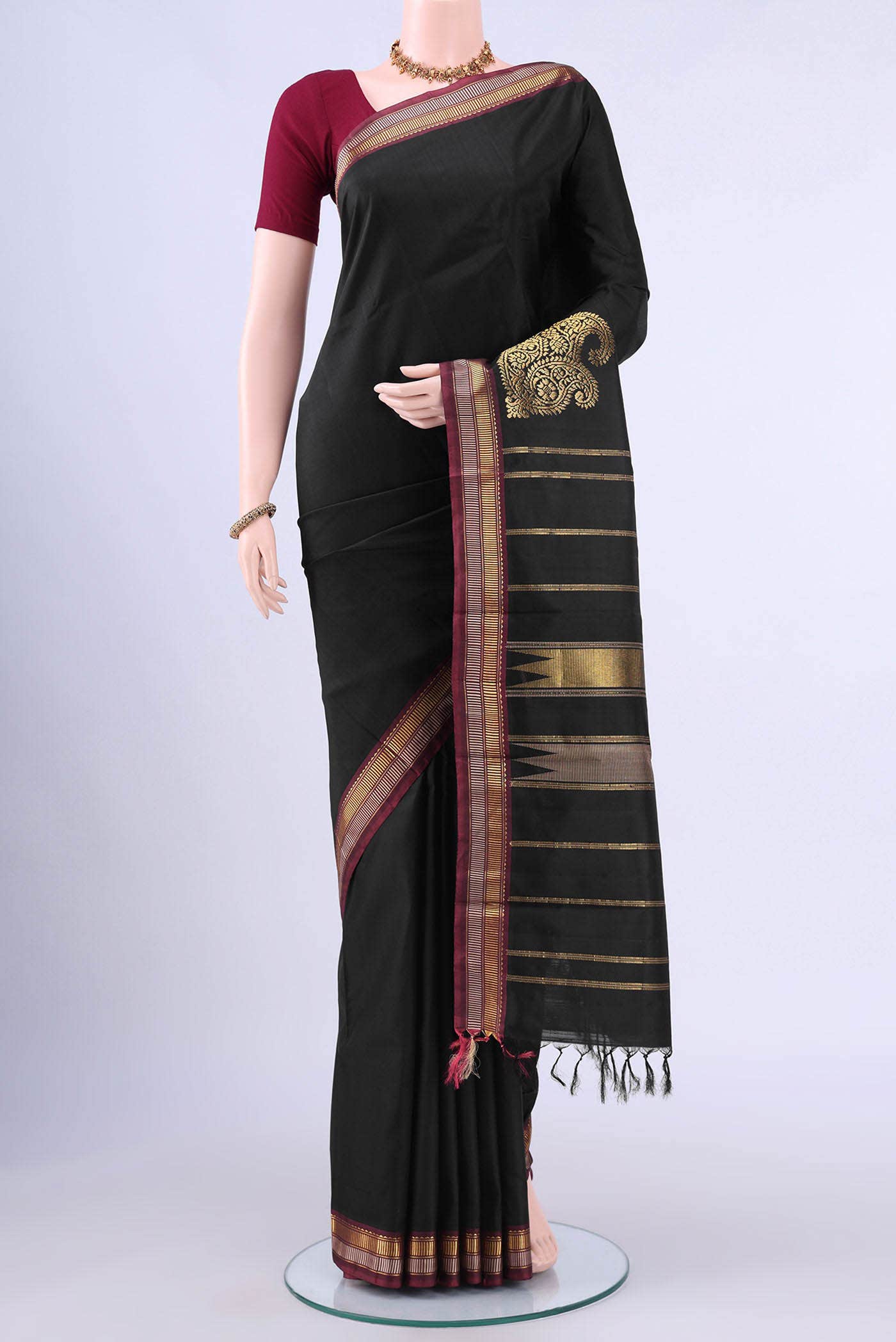 Black Kanchipuram Silk Saree