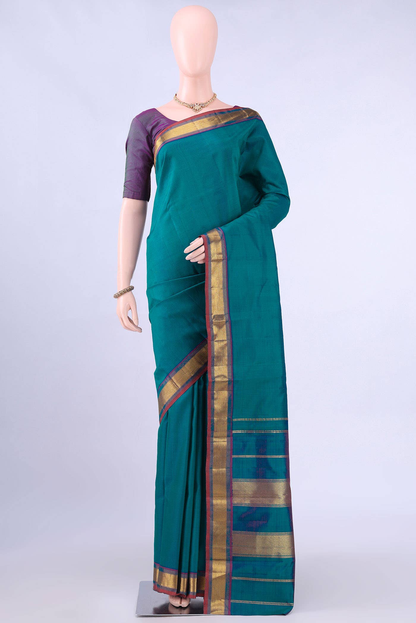 Dark Blue Kanchipuram Silk Saree
