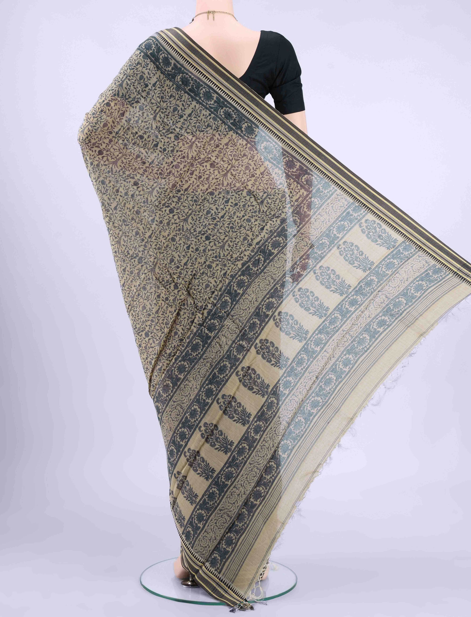 Beige Tussar Saree