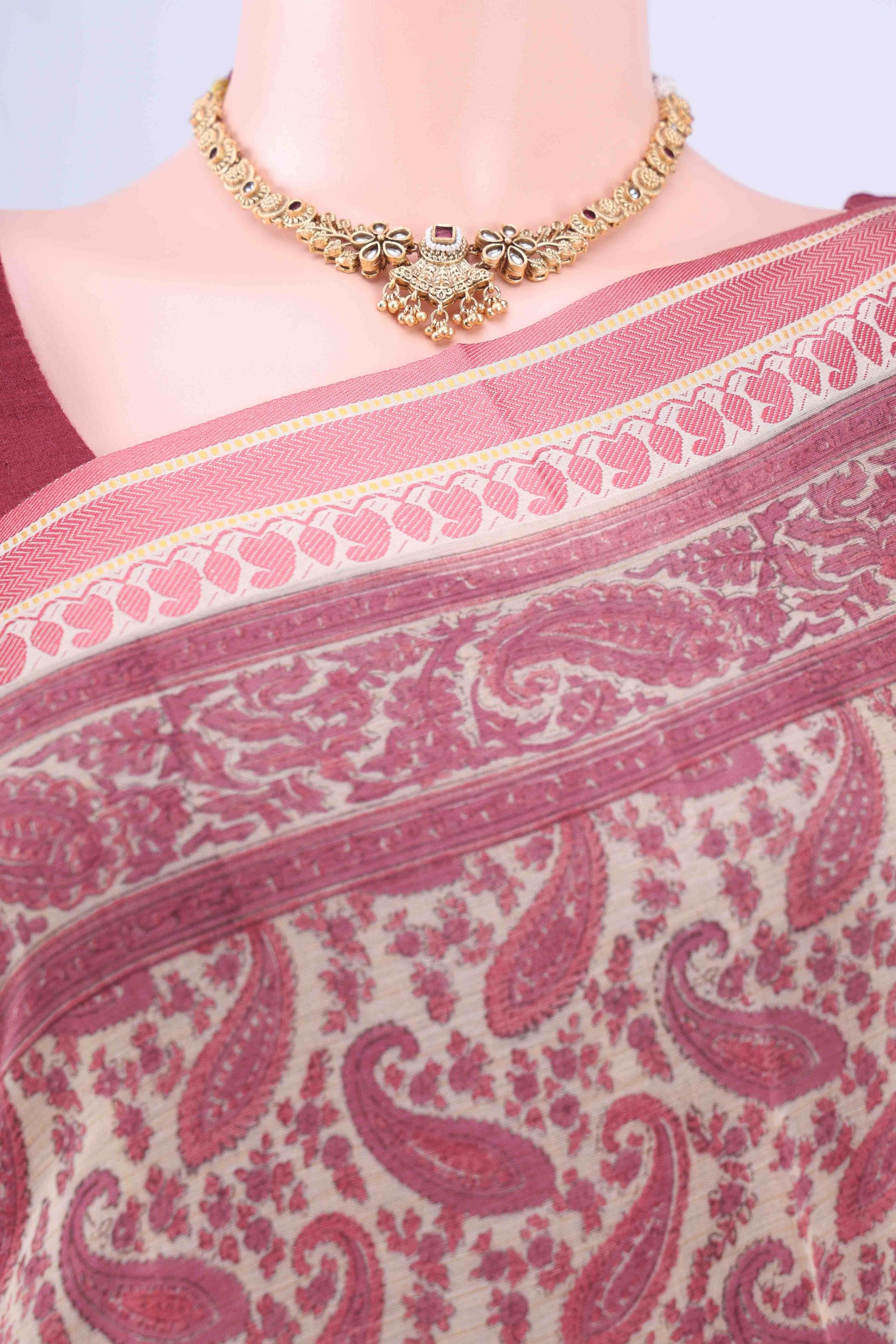 Beige Tussar Saree