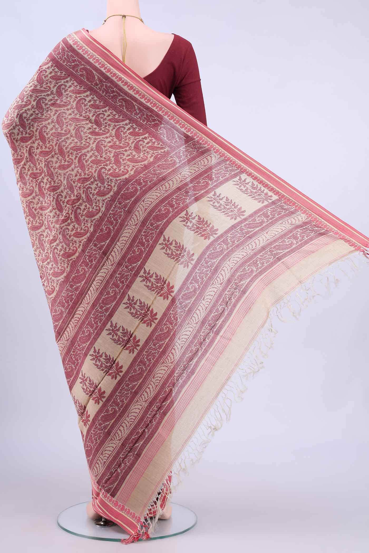 Beige Tussar Saree