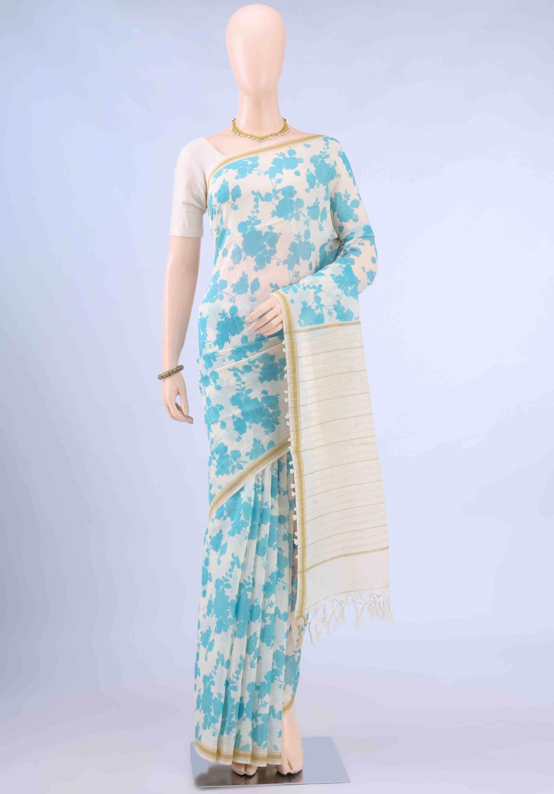Off White Tussar Saree