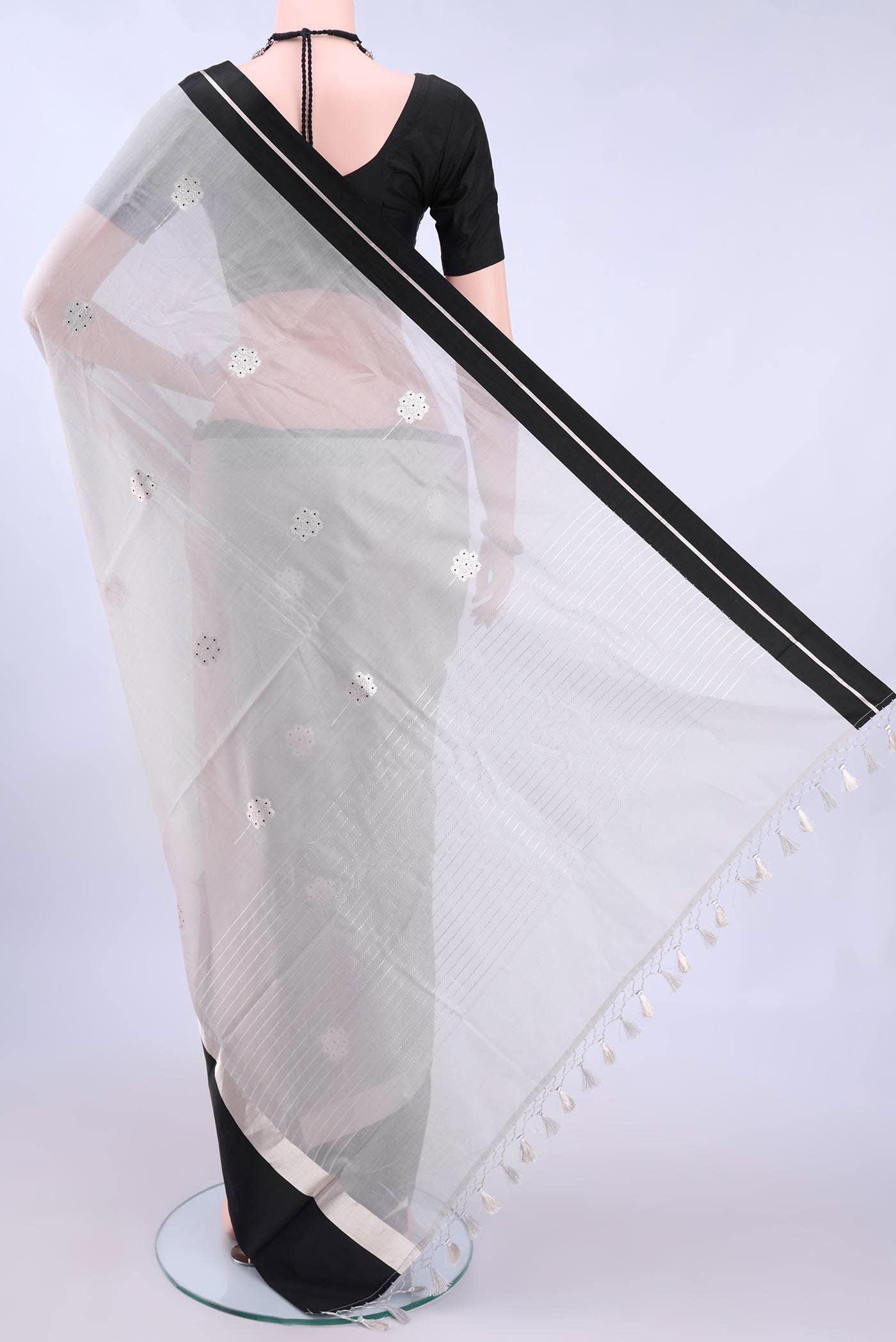 Grey Chanderi Silk Saree