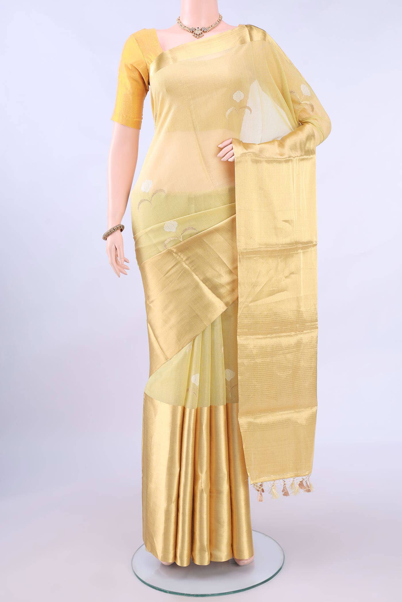 Gold Chanderi Silk Saree