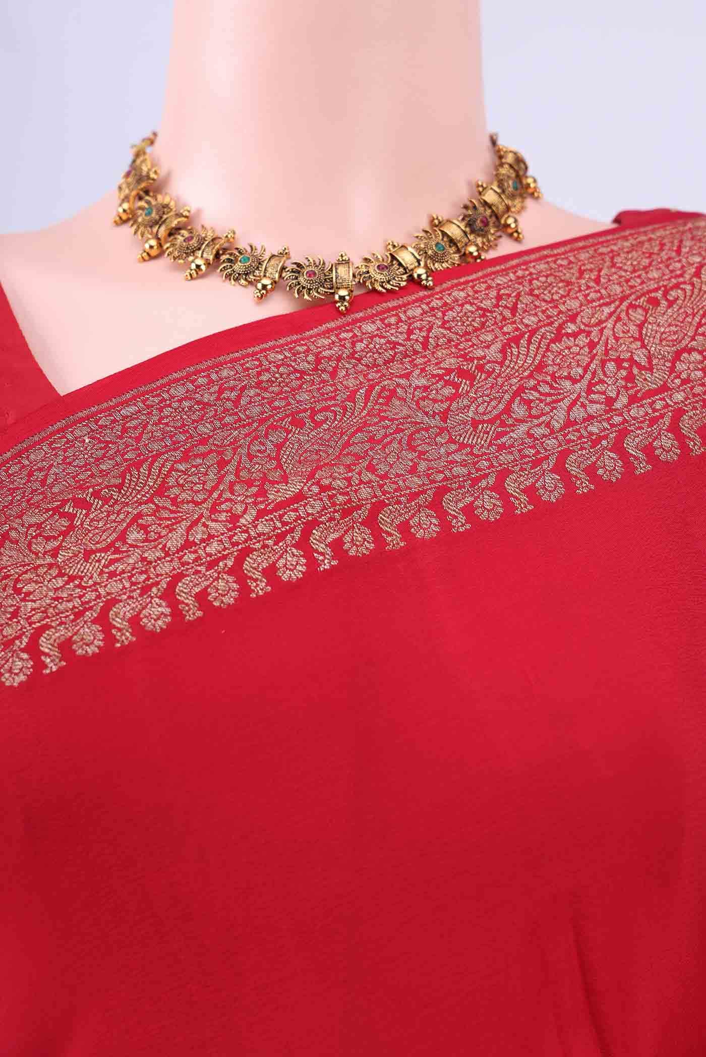 Red Banarasi Georgette Saree