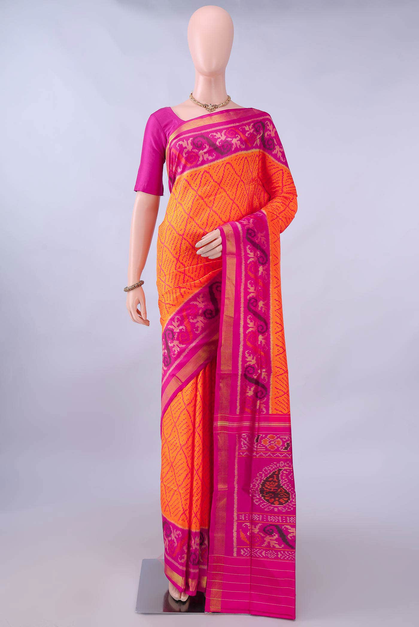 Orange Rajkot Patola Silk Saree