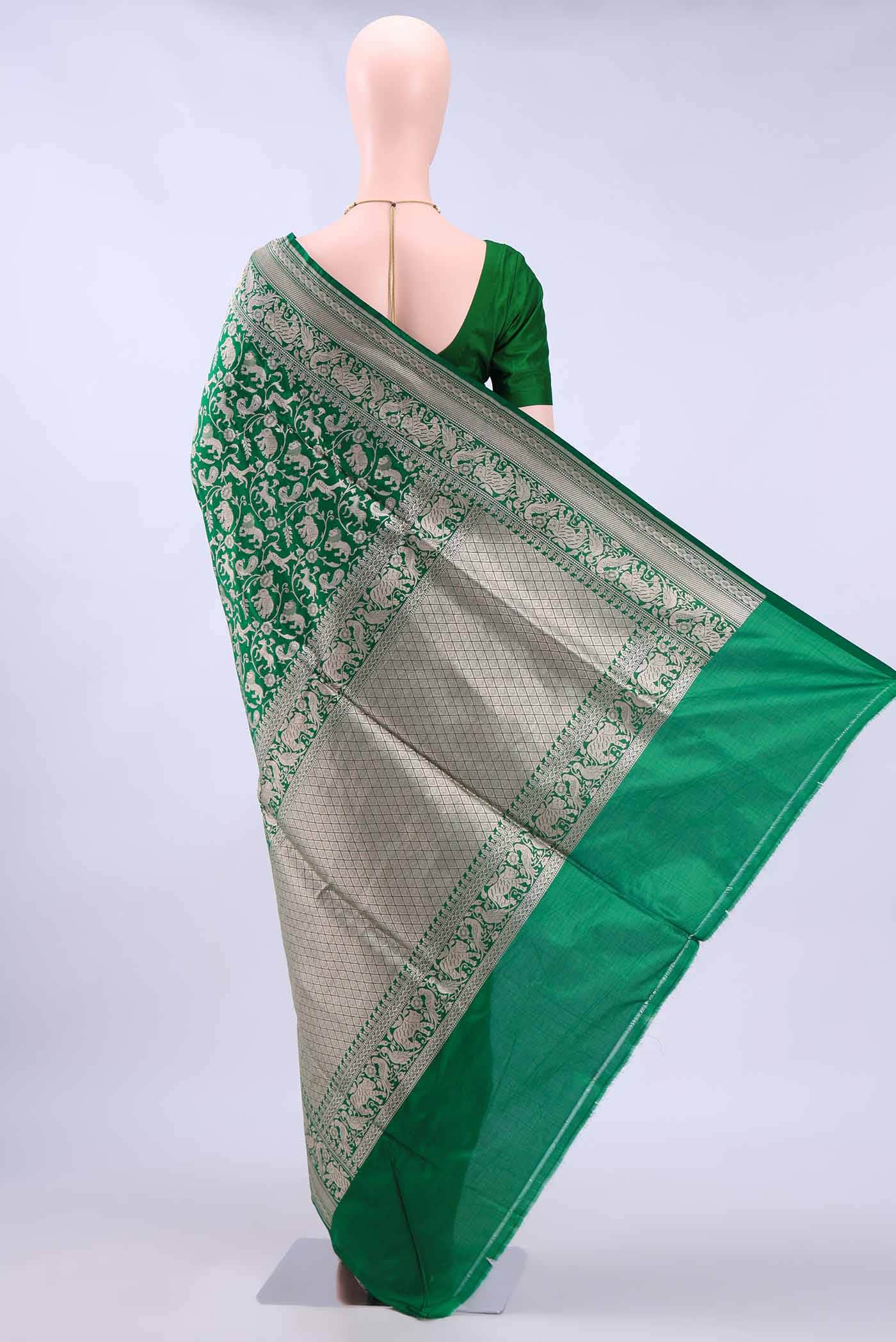 Bottle Green Banarasi Silk Saree